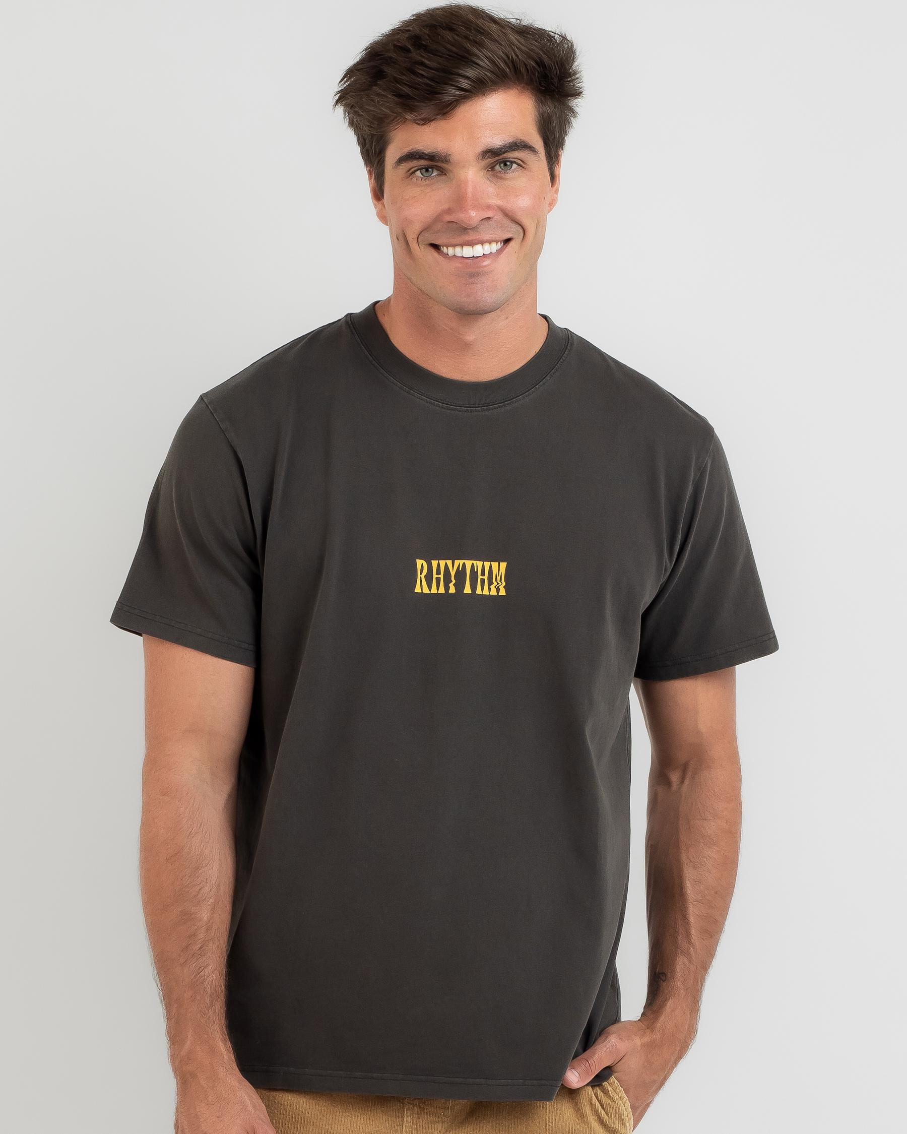 Shop Rhythm In Bloom Vintage Short Sleeve TShirt In Vintage Black