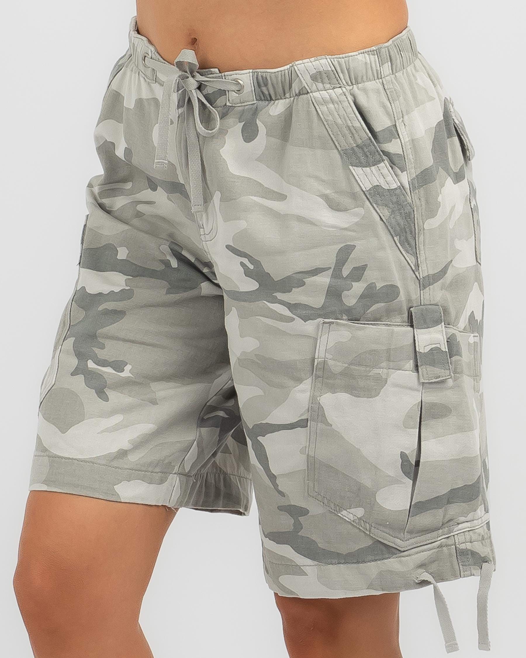 Shop Ava And Ever Andi Shorts In Snow Grey Camo - Fast Shipping & Easy ...