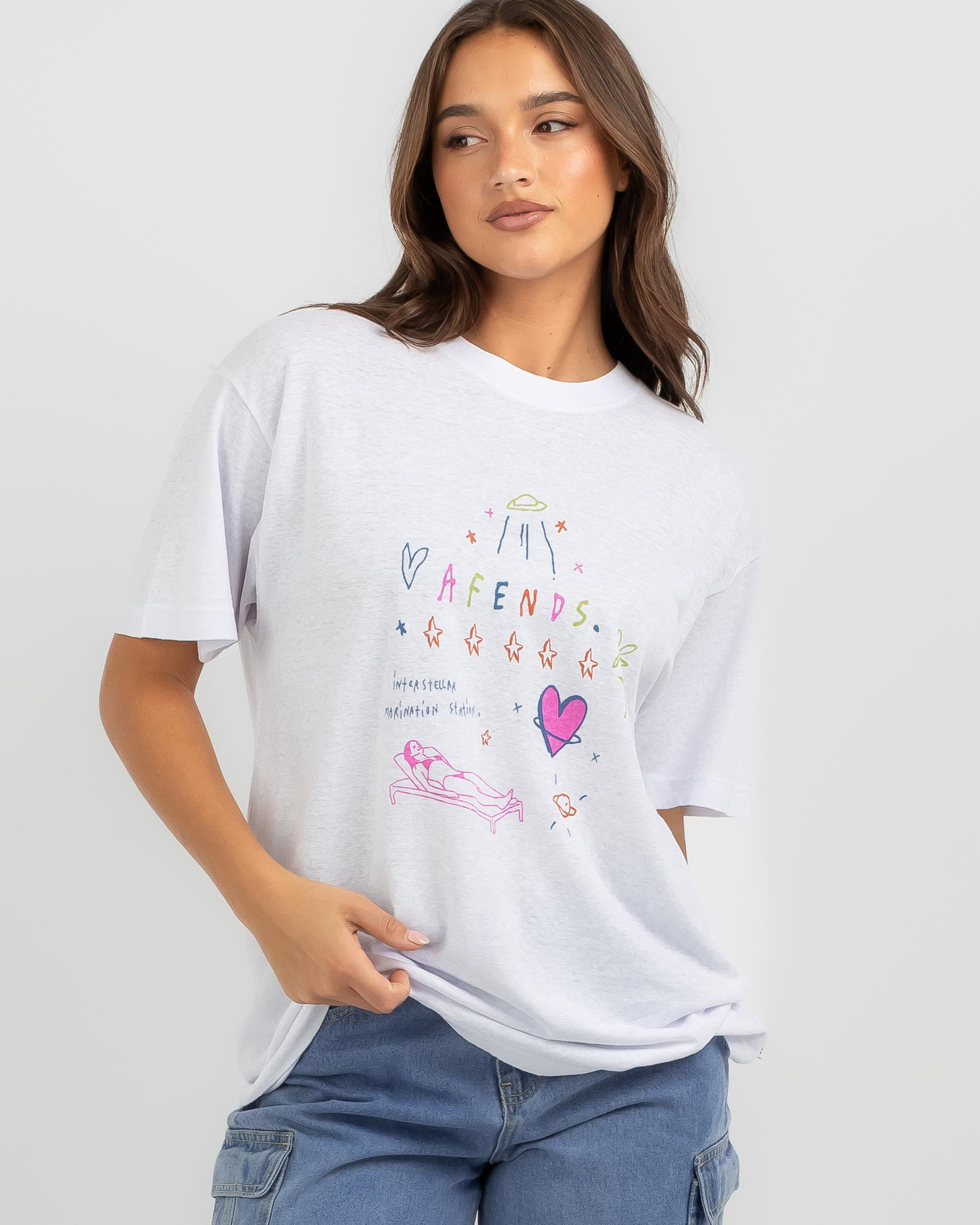 AFENDS Womens No Fury - Oversized Tee - White