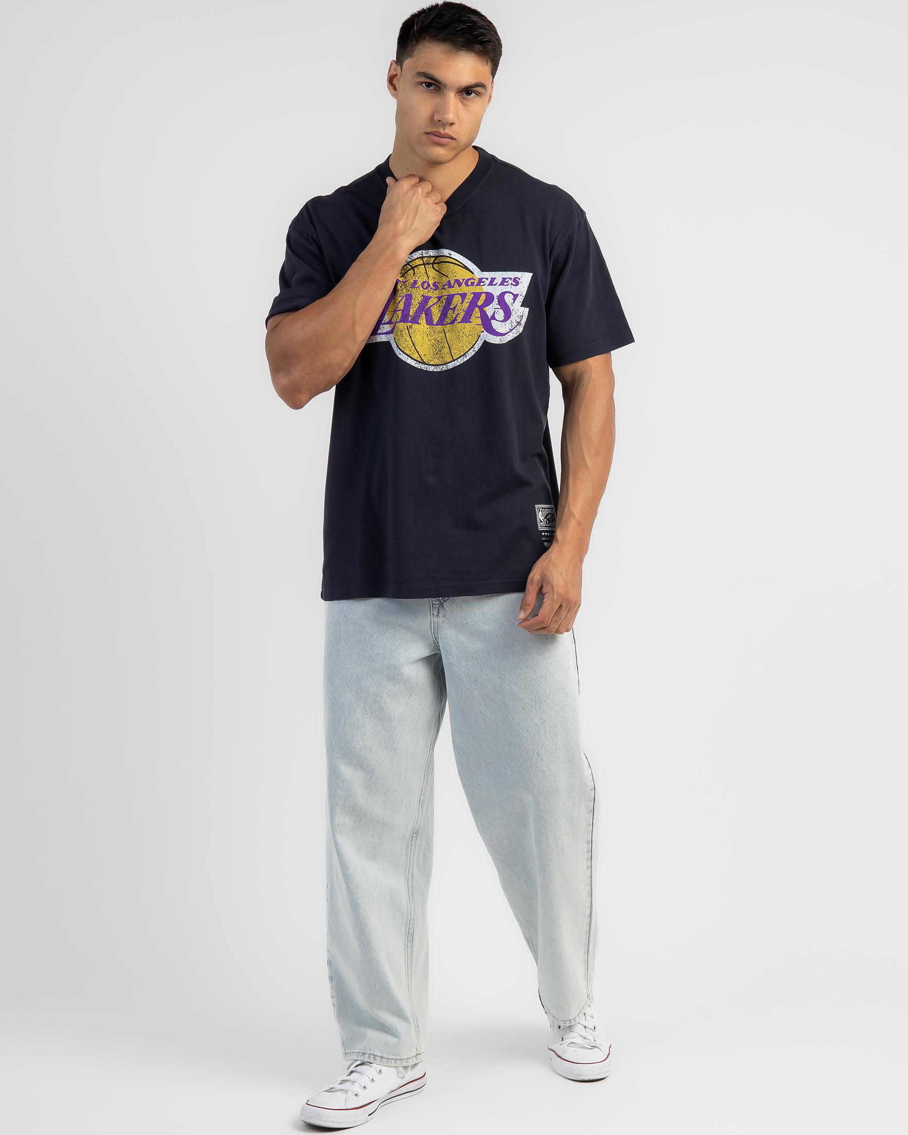 Mitchell & Ness Big Oversized Logo Tee - LA Lakers Gravel Stone