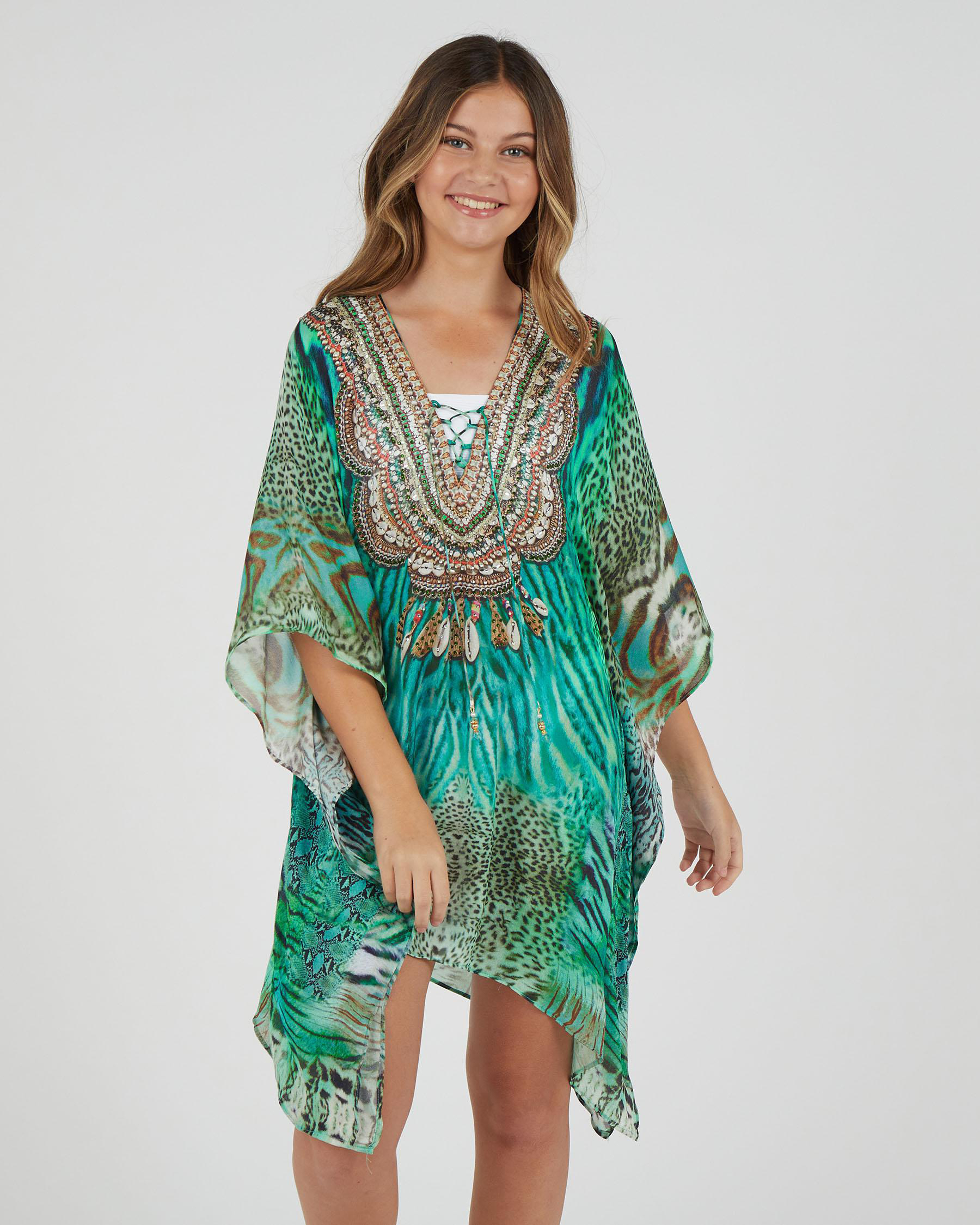 Kaiami Girls' Amazon Beach Cover In Green Fast Shipping & Easy