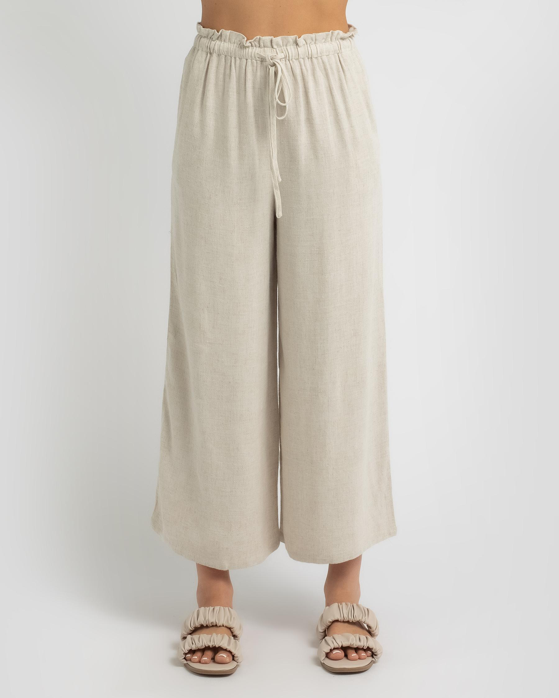 Shop Yours Truly Brielle Beach Pants In Beige Fast Shipping & Easy
