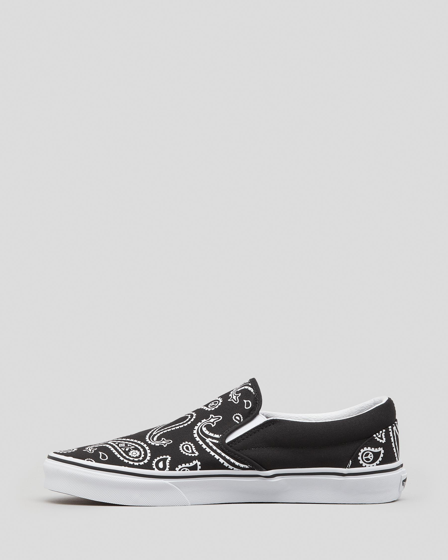 Vans Classic Slip-On Shoes In Black/true White - Fast Shipping & Easy ...