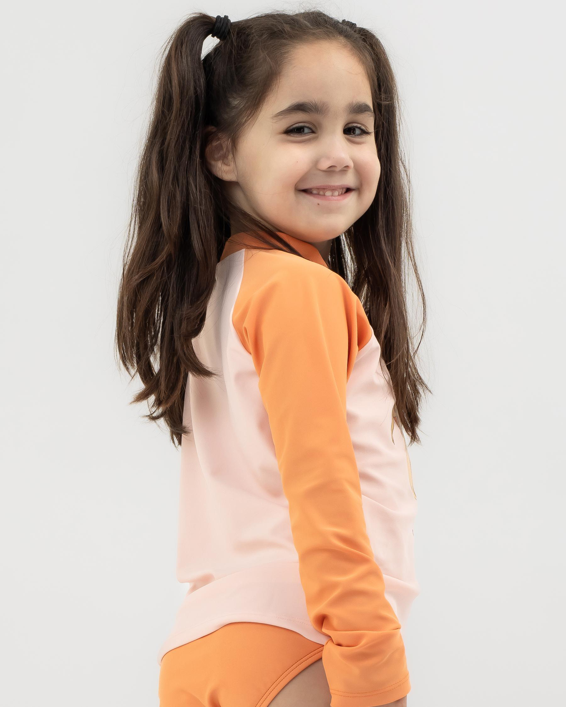 Rip Curl Toddlers' LA Tropica Long Sleeve UV Rash Vest Set In Peach