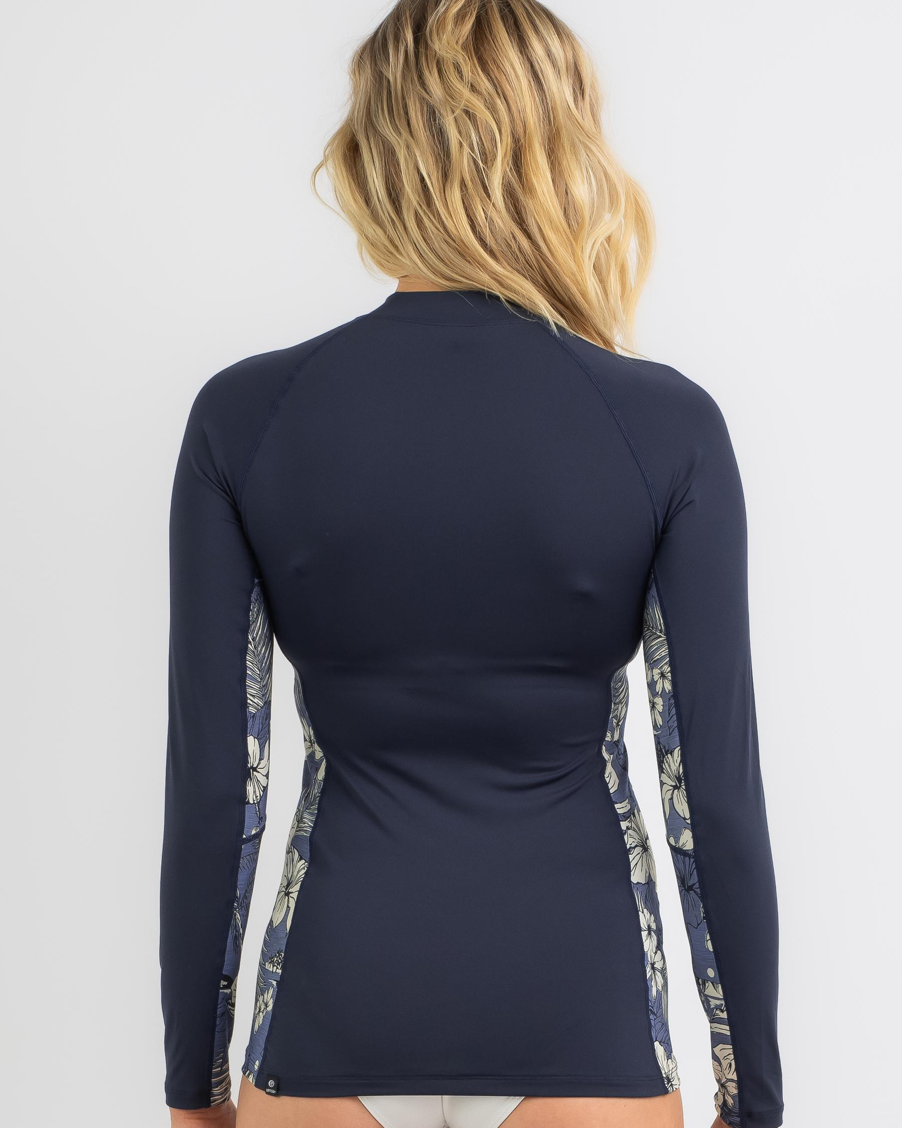 Shop Rip Curl Surf Treehouse Long Sleeve UV Rash Vest In Navy Fast