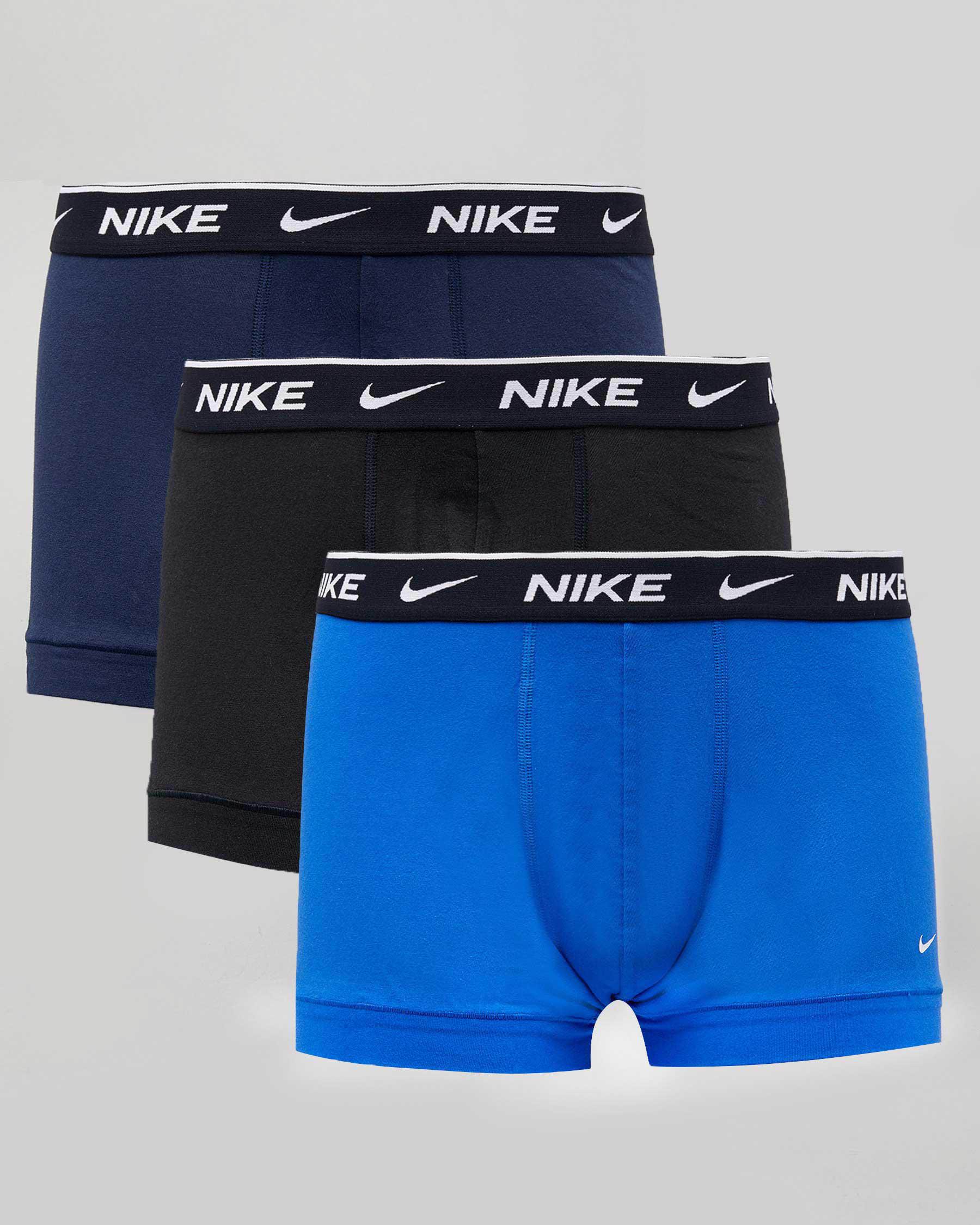 Shop Nike Everyday Cotton Stretch Briefs 3 Pack In Obsidian/royal/black ...