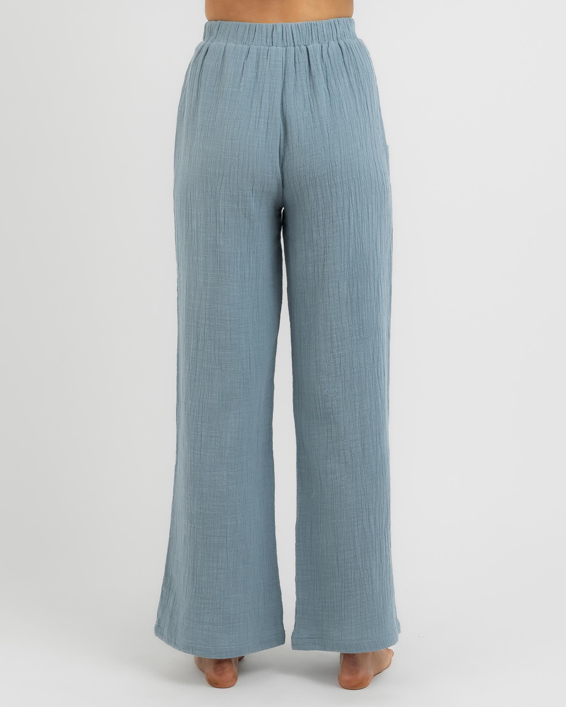 Rusty Somewhere Beach Pants In Dusty Blue - Fast Shipping & Easy ...
