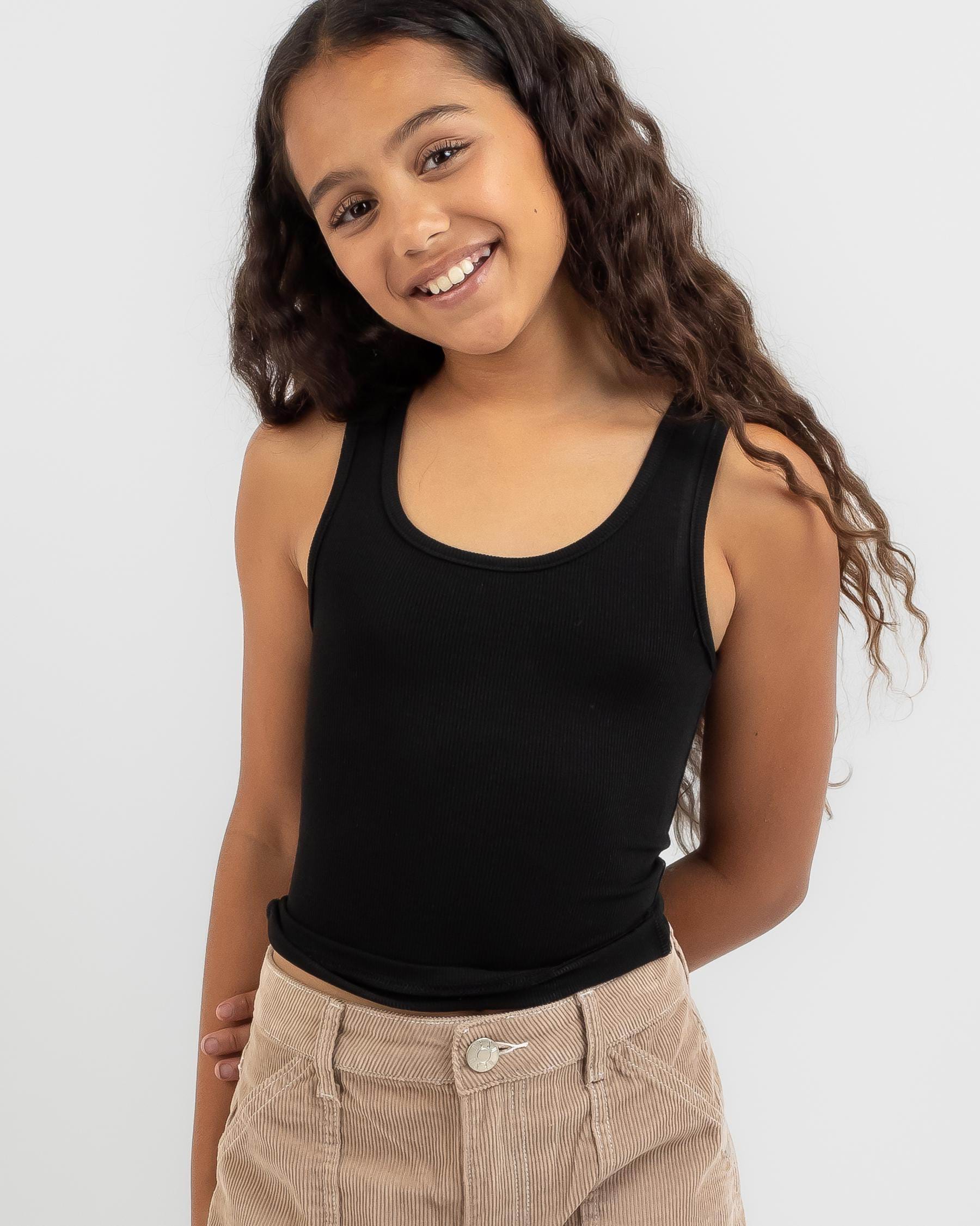 Mooloola Girls' Basic Scoop Neck Tank Top In Black - Fast Shipping ...