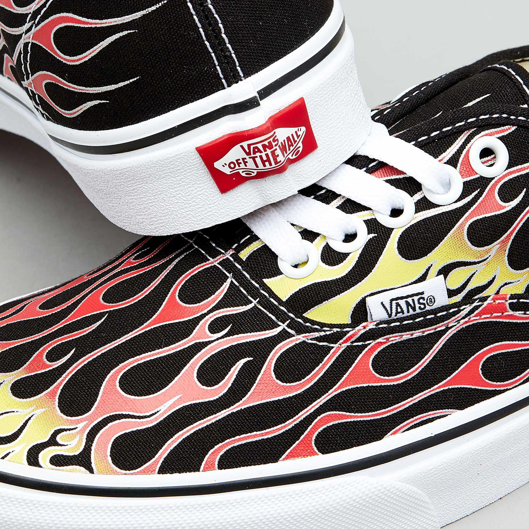 Shop Vans Authentic Flame Shoes In Flames Black/true White - Fast