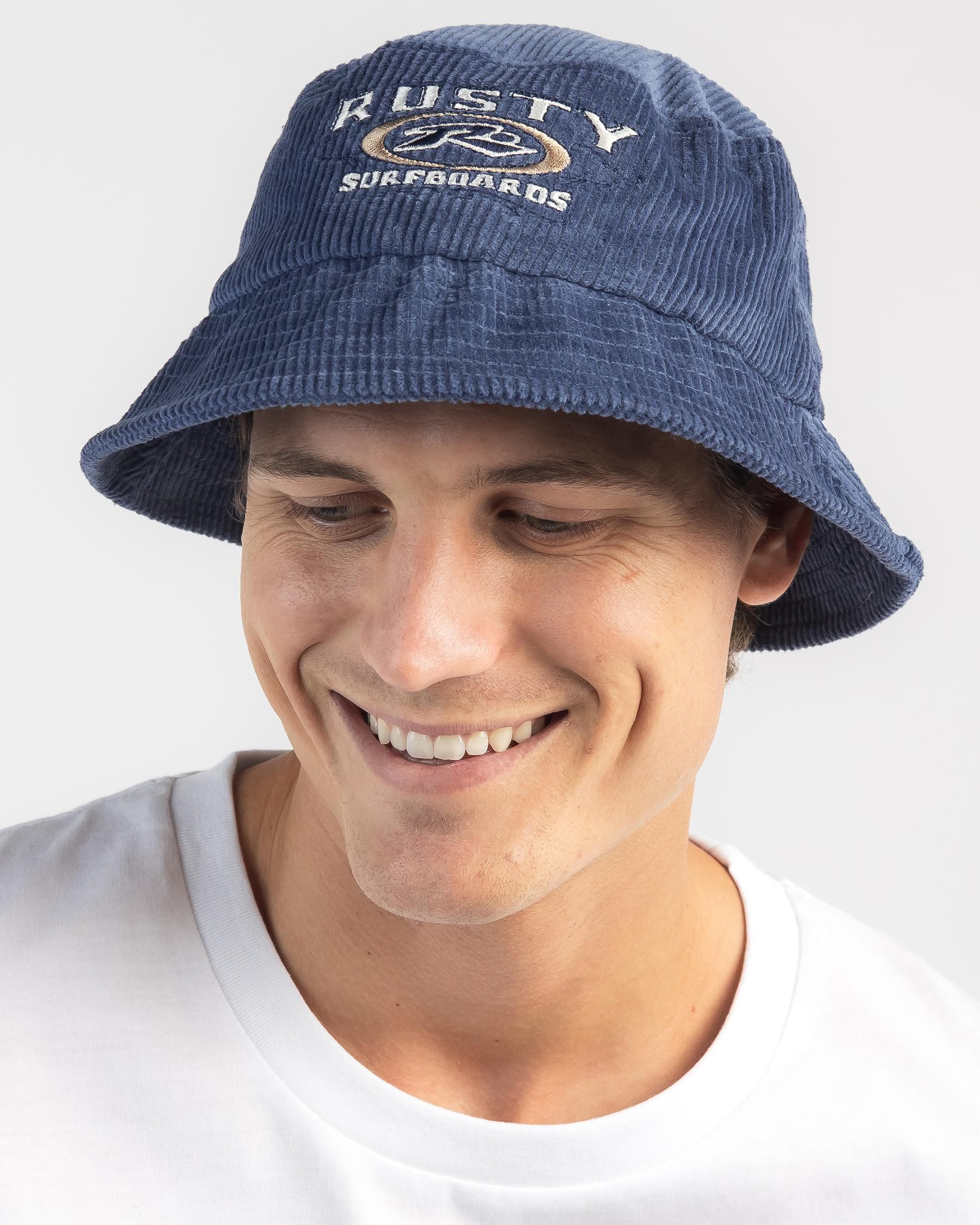 Rusty Strung Out Cord Bucket Hat In China Blue - Fast Shipping & Easy ...