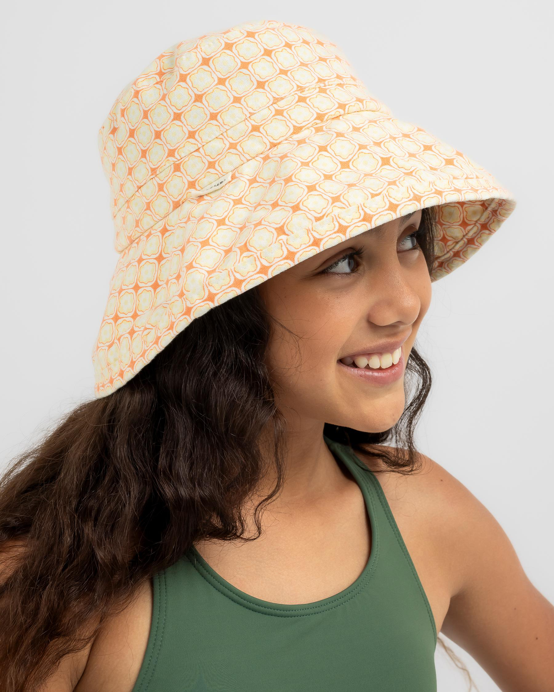 Shop Rip Curl Girls' Tres Cool Sun Hat In Orange Fast Shipping & Easy