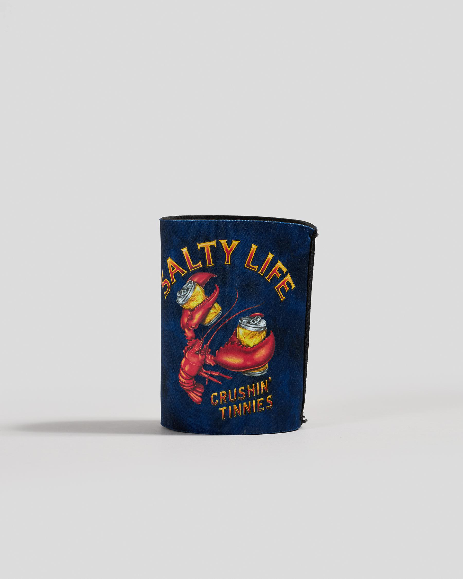 Shop Salty Life Crushin Tinnies Stubby Cooler In Blue Mottle Fast