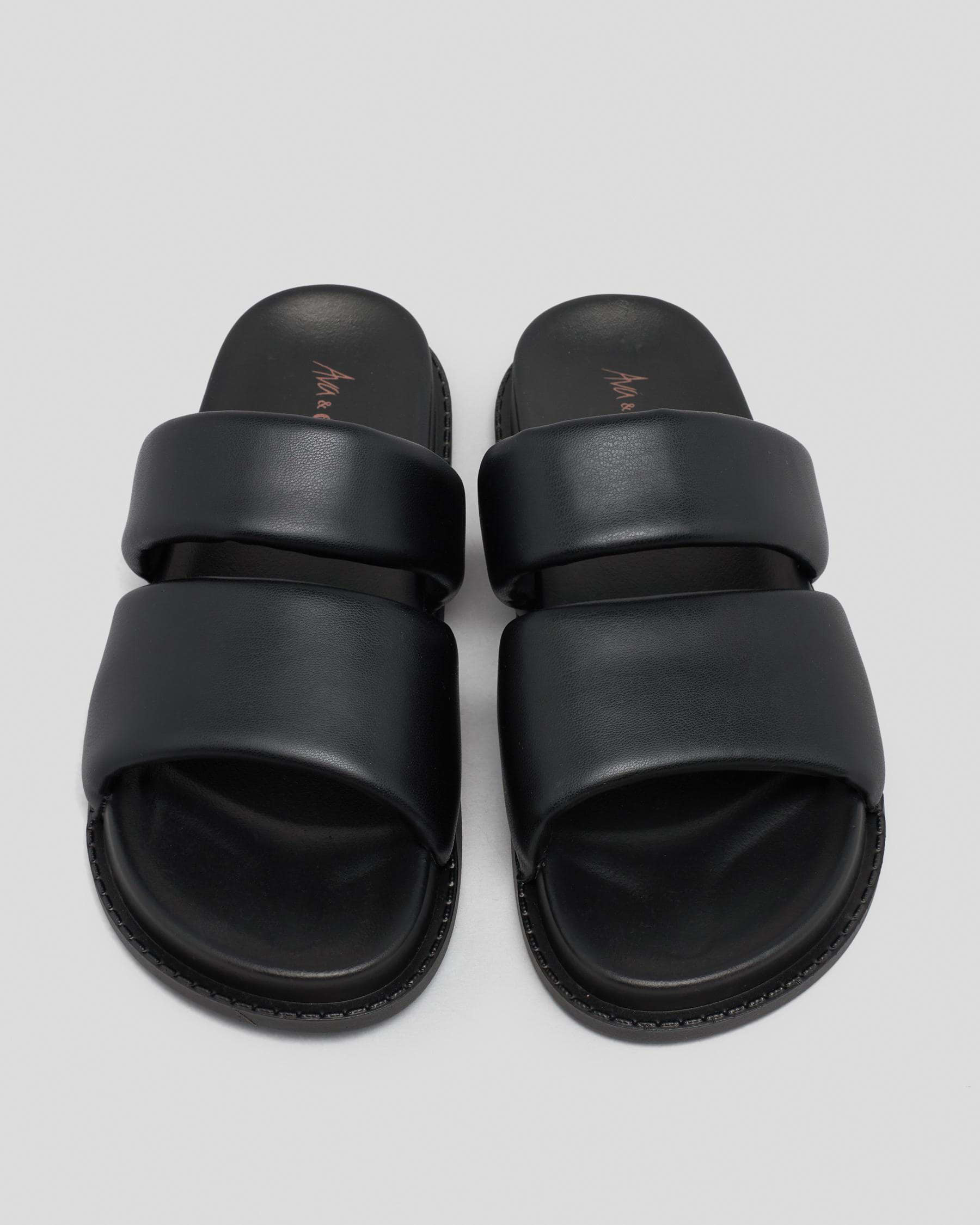 Ava And Ever Ellie Slide Sandals In Black - Fast Shipping & Easy ...