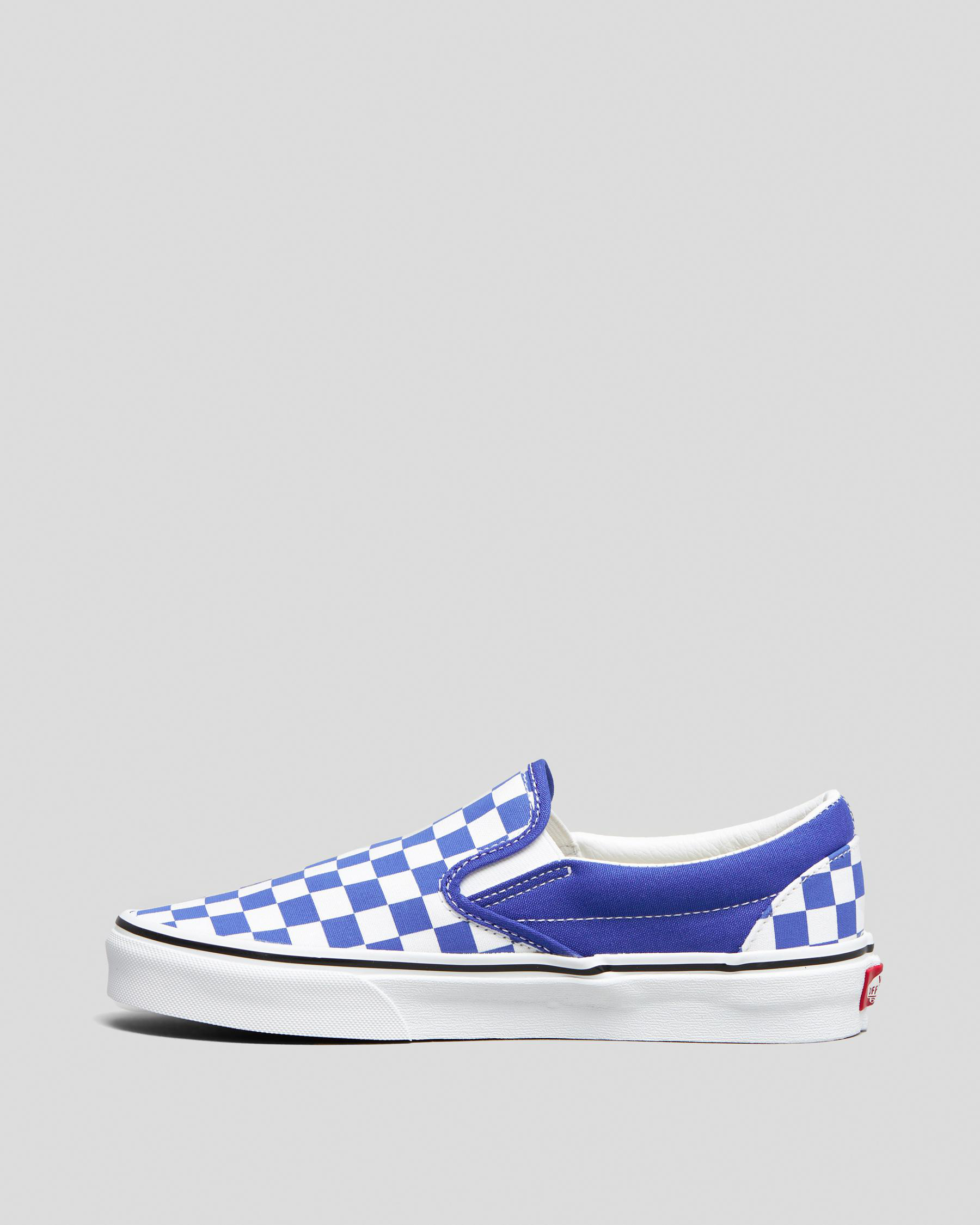 Shop Vans Womens Classic Slip On Shoes In Dazzling Blue - Fast Shipping ...