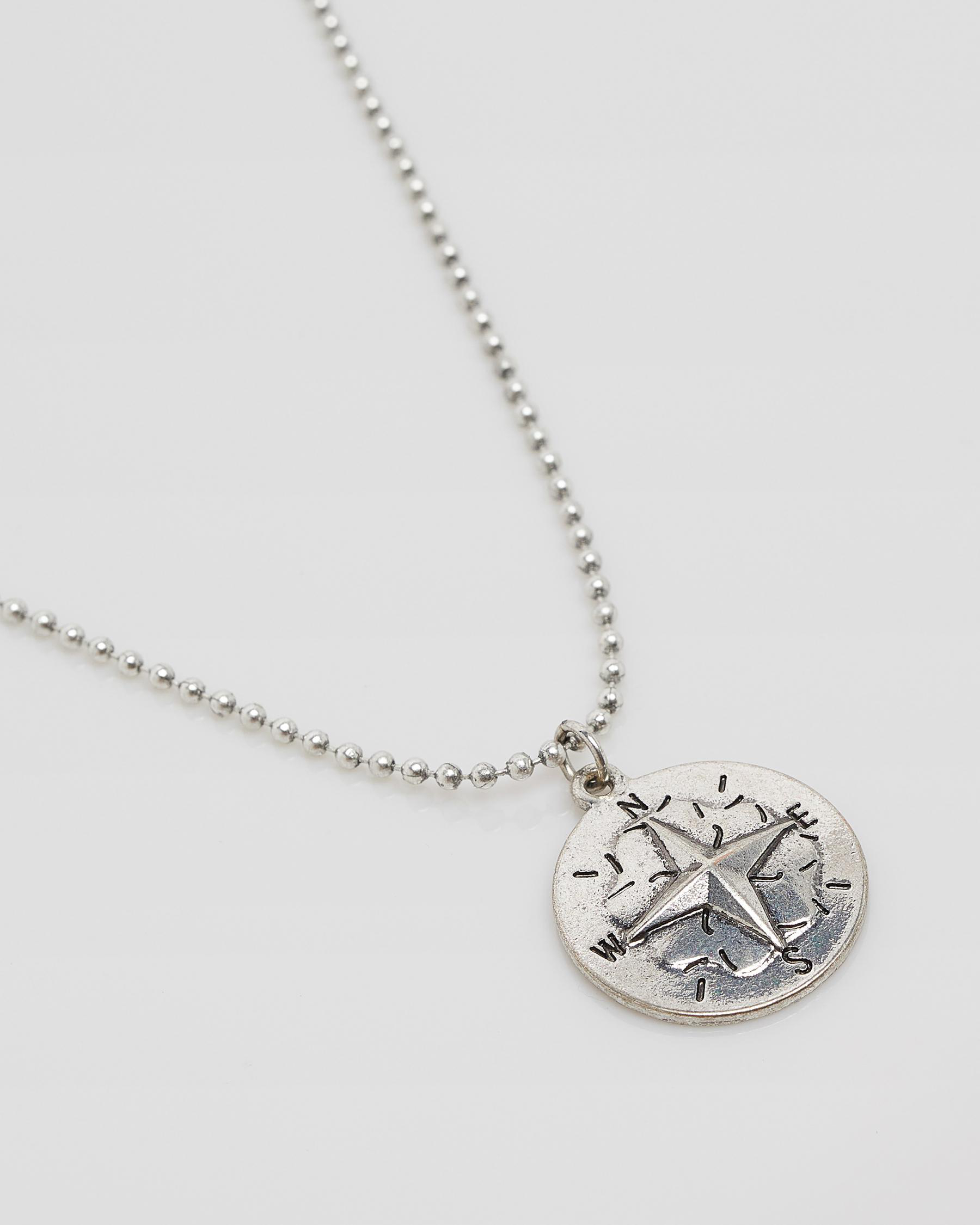 Shop Classics 77 Antique Compass Pendant Necklace In Silver Fast