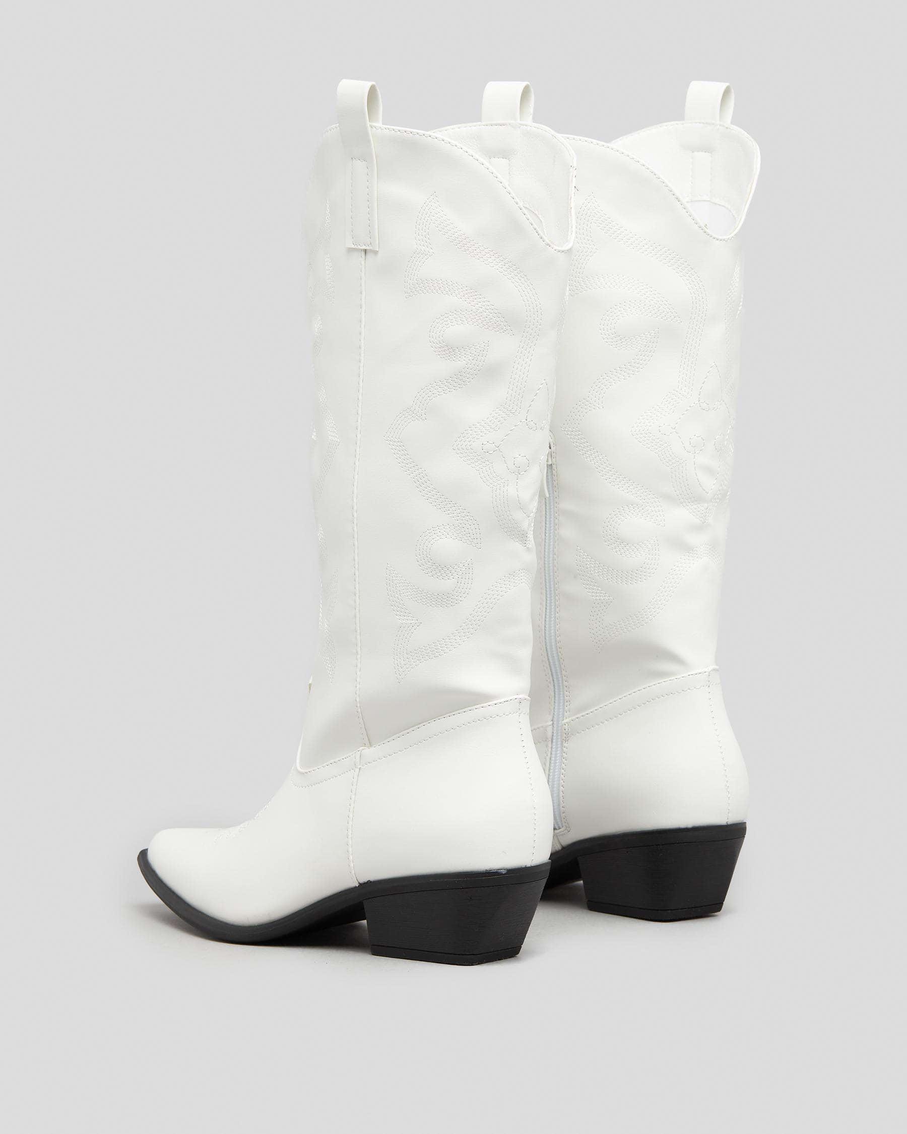 Ava And Ever Dallas Boots In White - Fast Shipping & Easy Returns ...