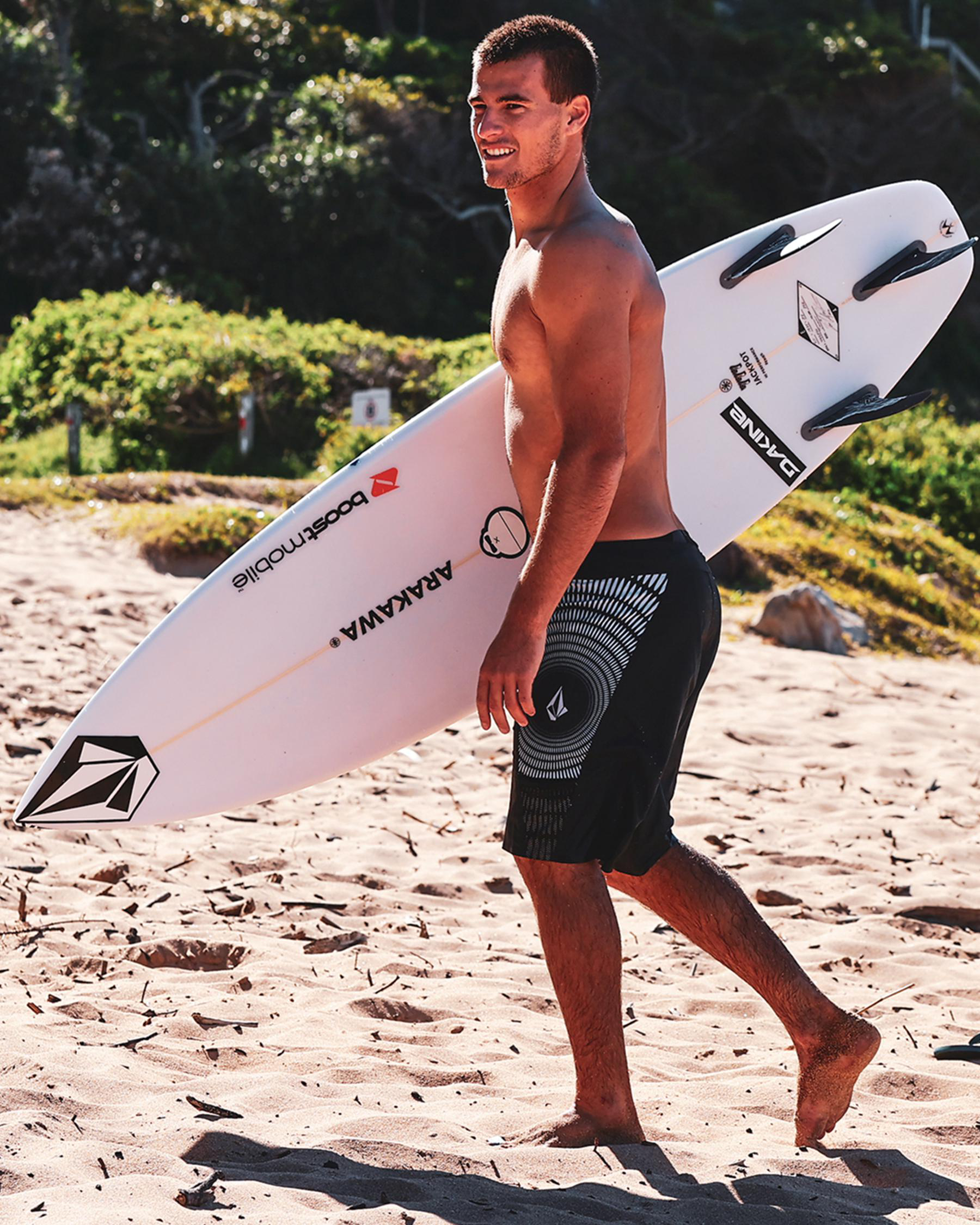 Shop Volcom Surf Vitals Jack Robinson Mod Board Shorts In Black - Fast ...