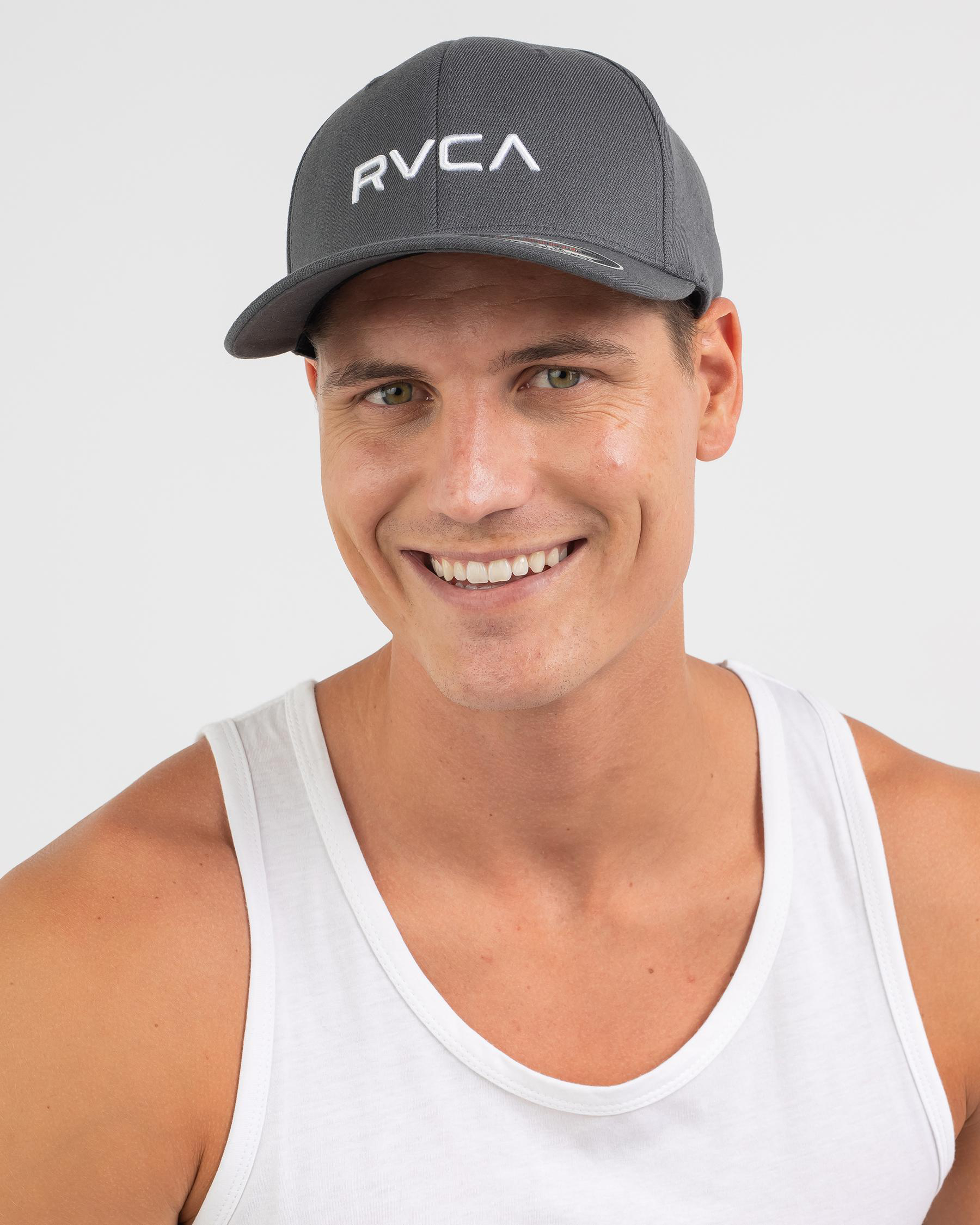 Shop RVCA Flexfit Cap In Dark Grey - Fast Shipping & Easy Returns ...