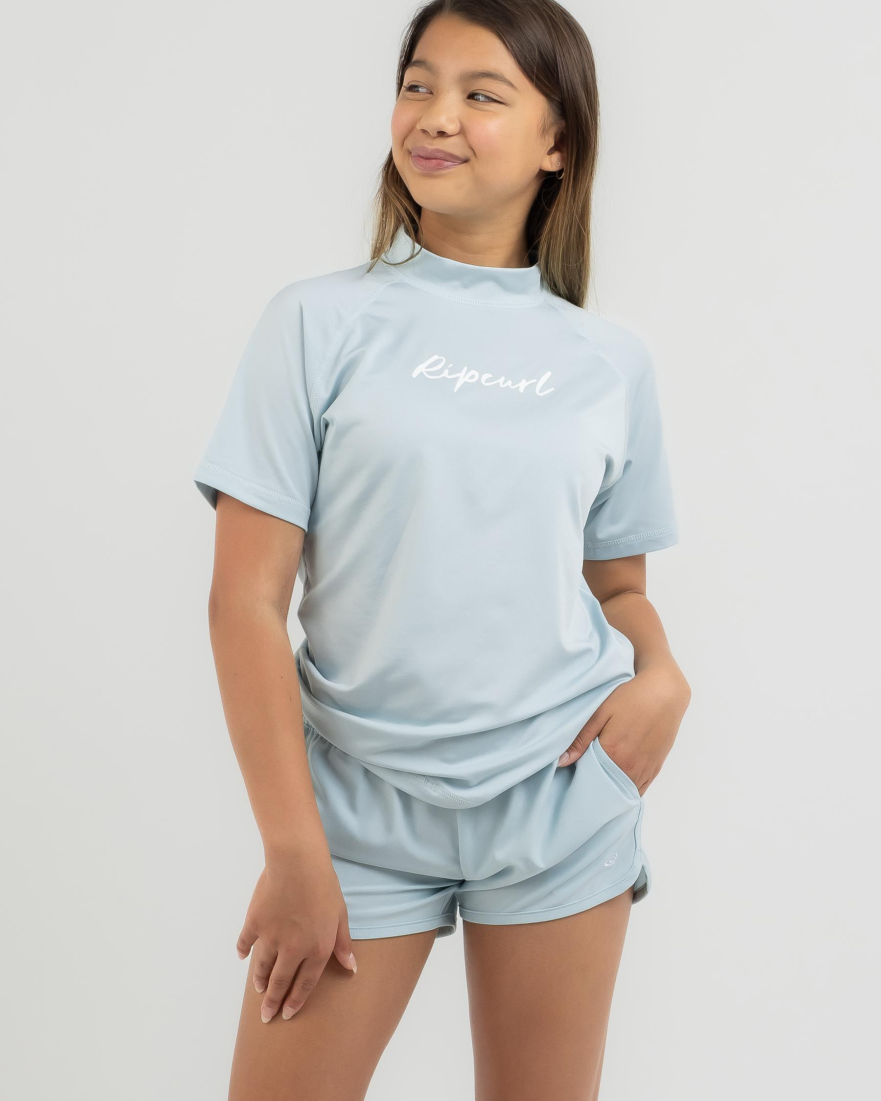 Shop Rip Curl Girls' Surf Essentials II Board Shorts In Ice Blue Fast