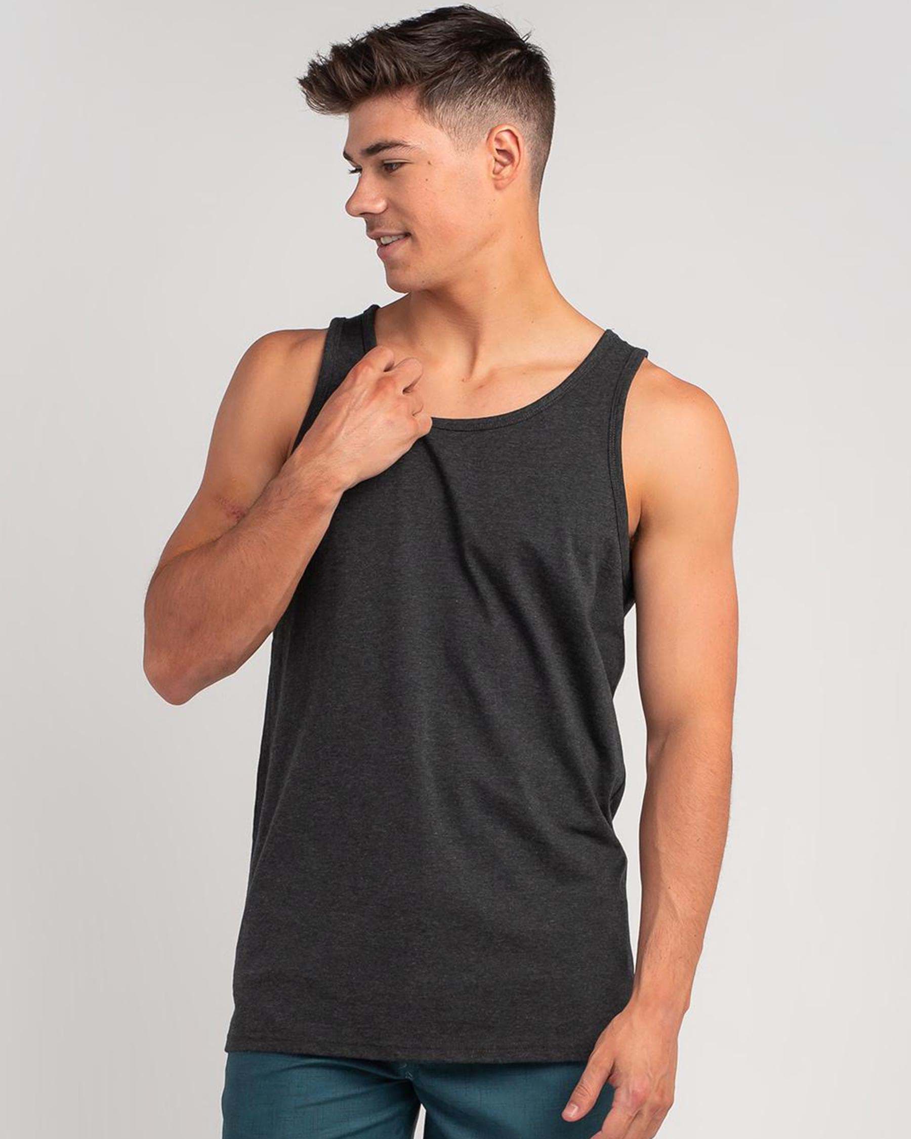 Lucid Essential Singlet In Char Marle - Fast Shipping & Easy Returns ...