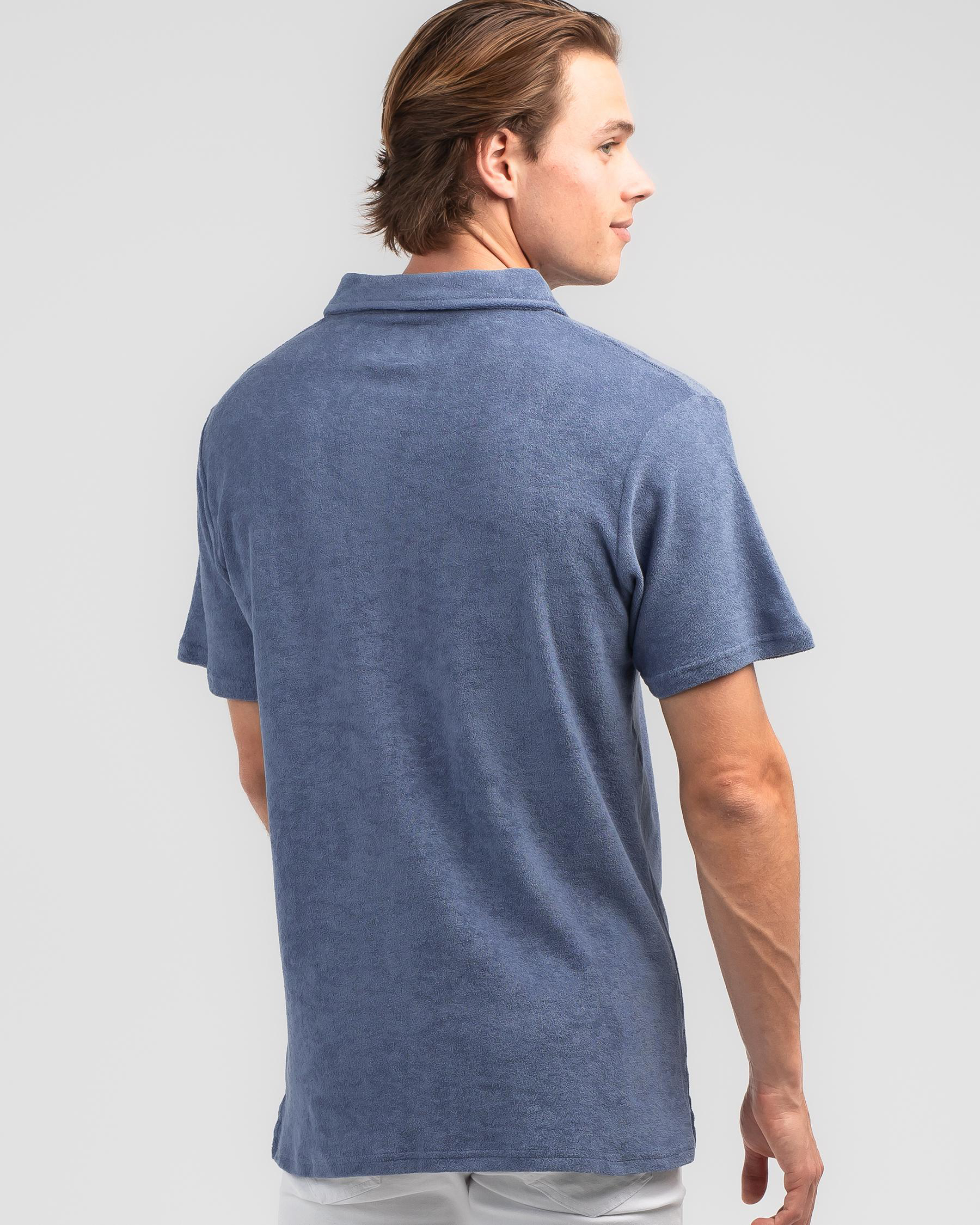 Shop Skylark Terry Polo Shirt In Slate Blue - Fast Shipping & Easy ...