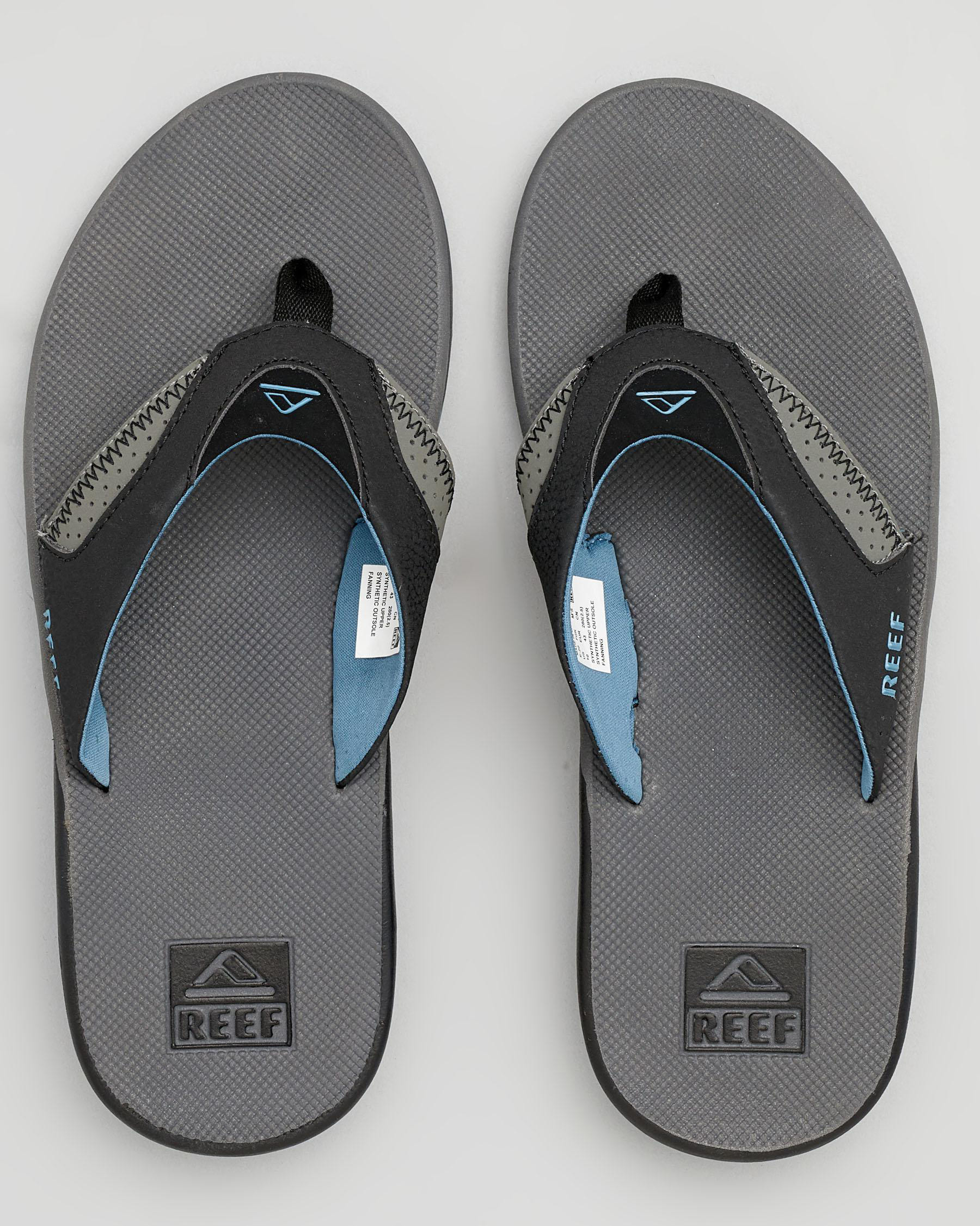 Shop Reef Reef Fanning Thongs In Grey/light Blue - Fast Shipping & Easy ...
