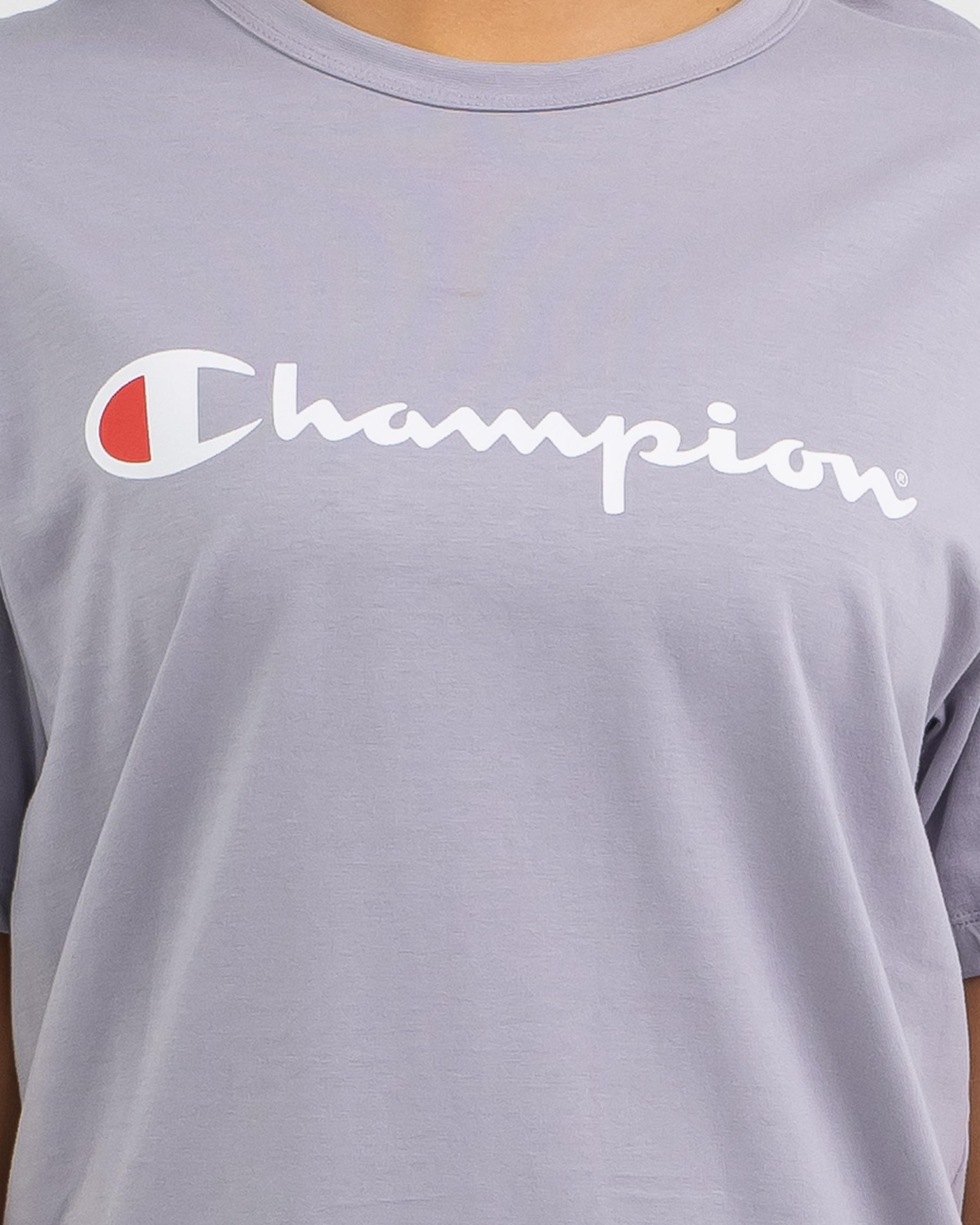 Champion Logo T-Shirt In Lavender Grey - Fast Shipping & Easy Returns ...