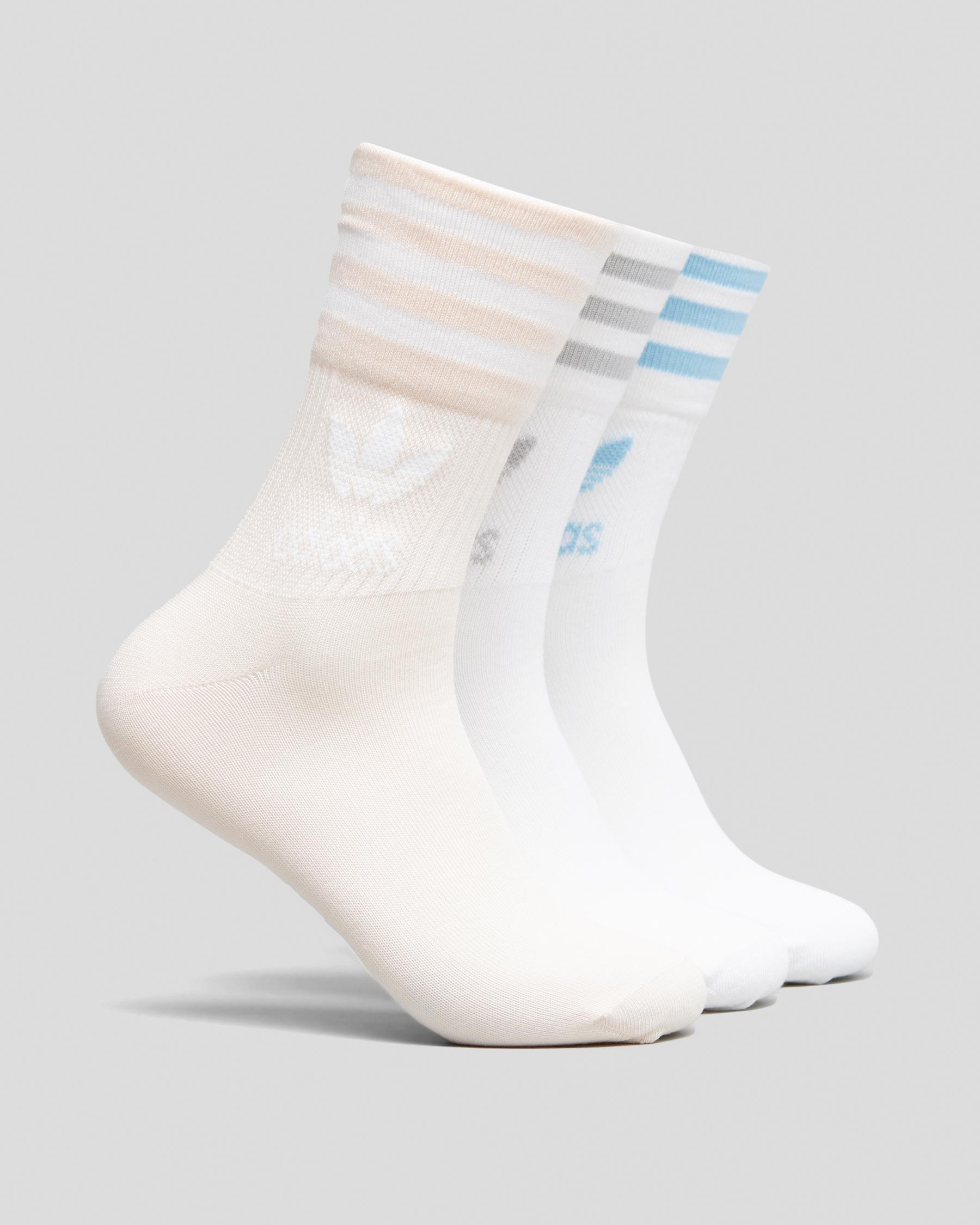 Shop adidas Womens Mid Cut Crew Sock Pack In White/white/wonder Quartz