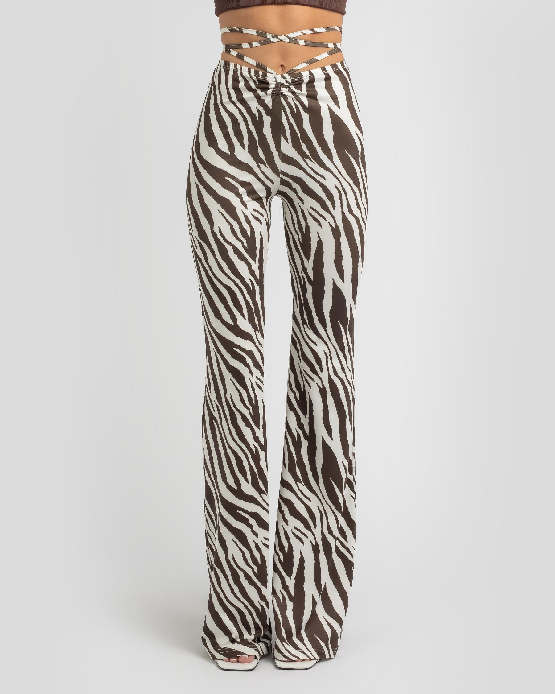 Shop Red Berry Tara Pants In Choc Zebra Fast Shipping & Easy Returns