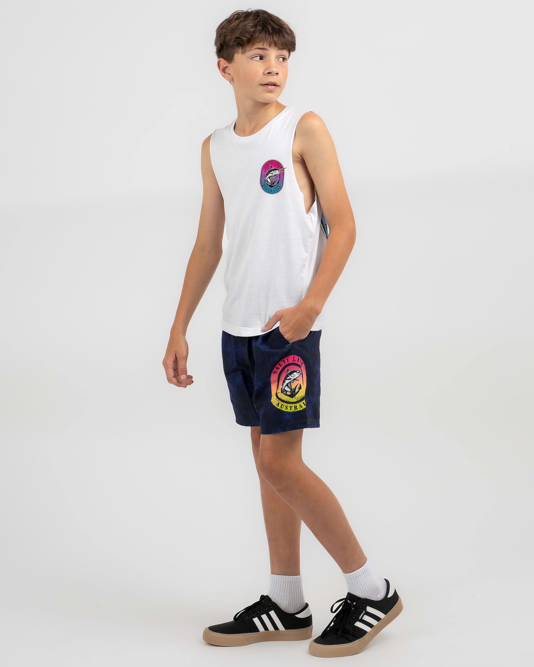 Shop Salty Life Boys' Obstruction Mully Shorts In Navy Mottle - Fast ...