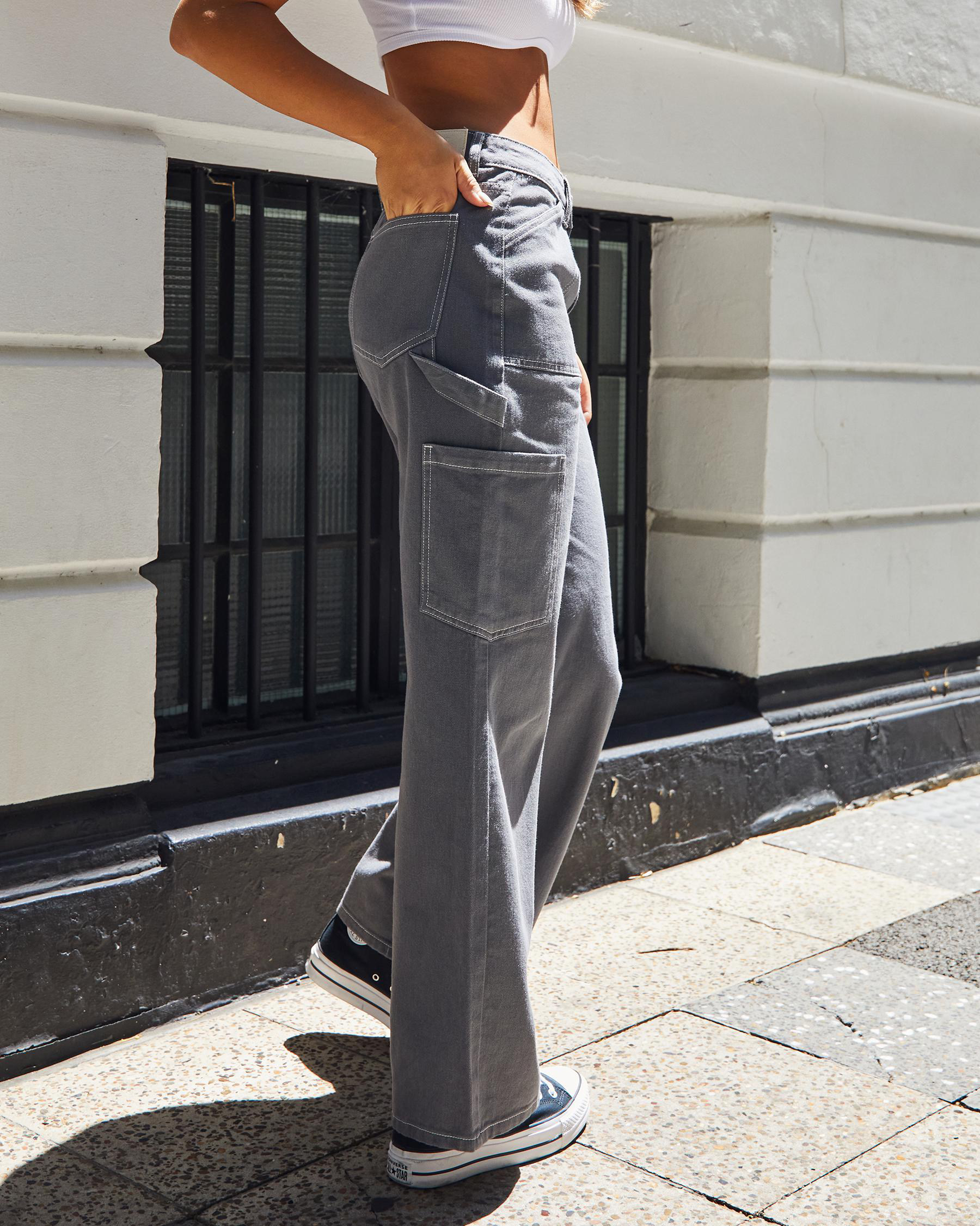 Shop DESU Hound Dog Cargo Jeans In Grey Fast Shipping & Easy Returns