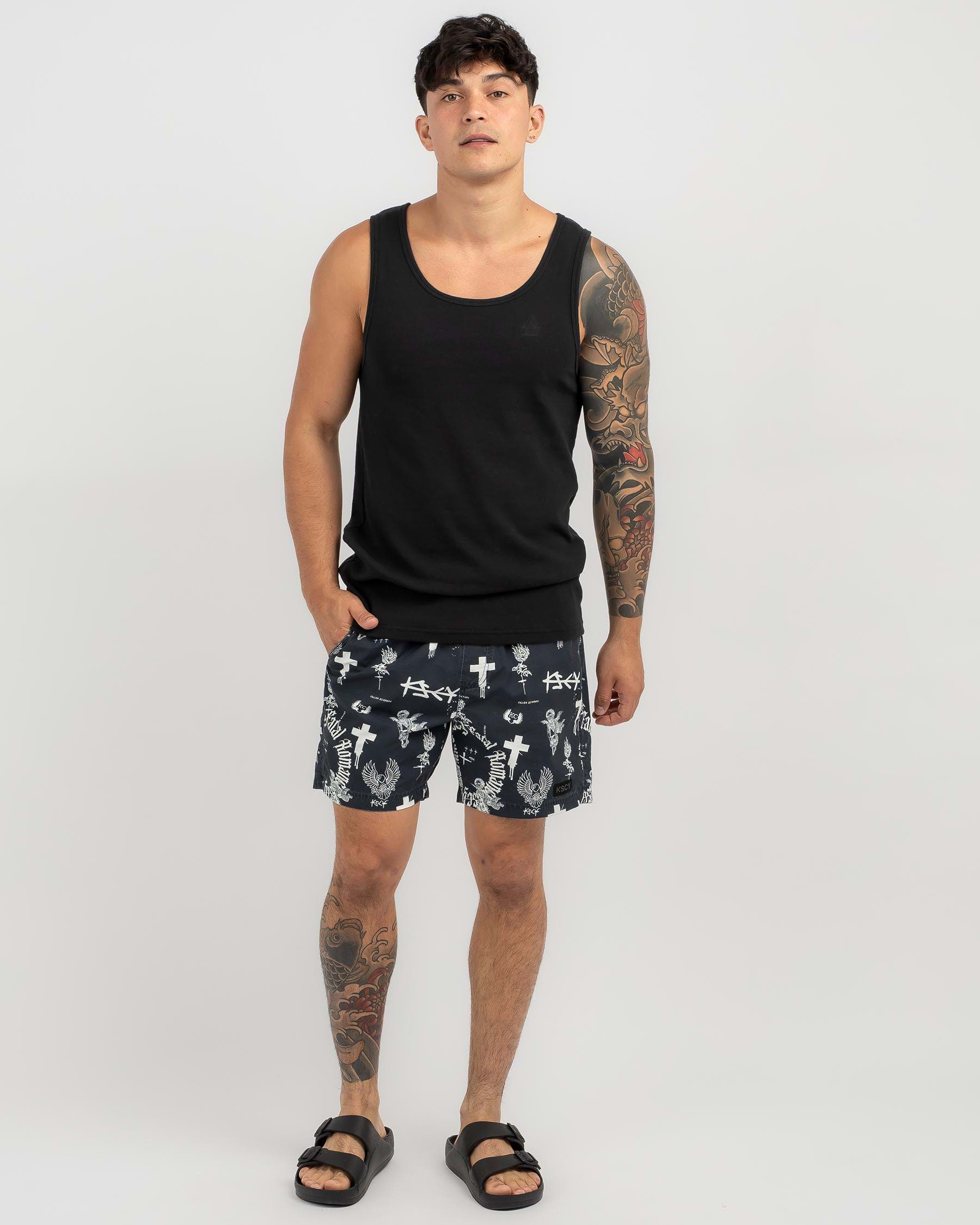Shop Kiss Chacey Ovid Beach Shorts In Black/white - Fast Shipping ...