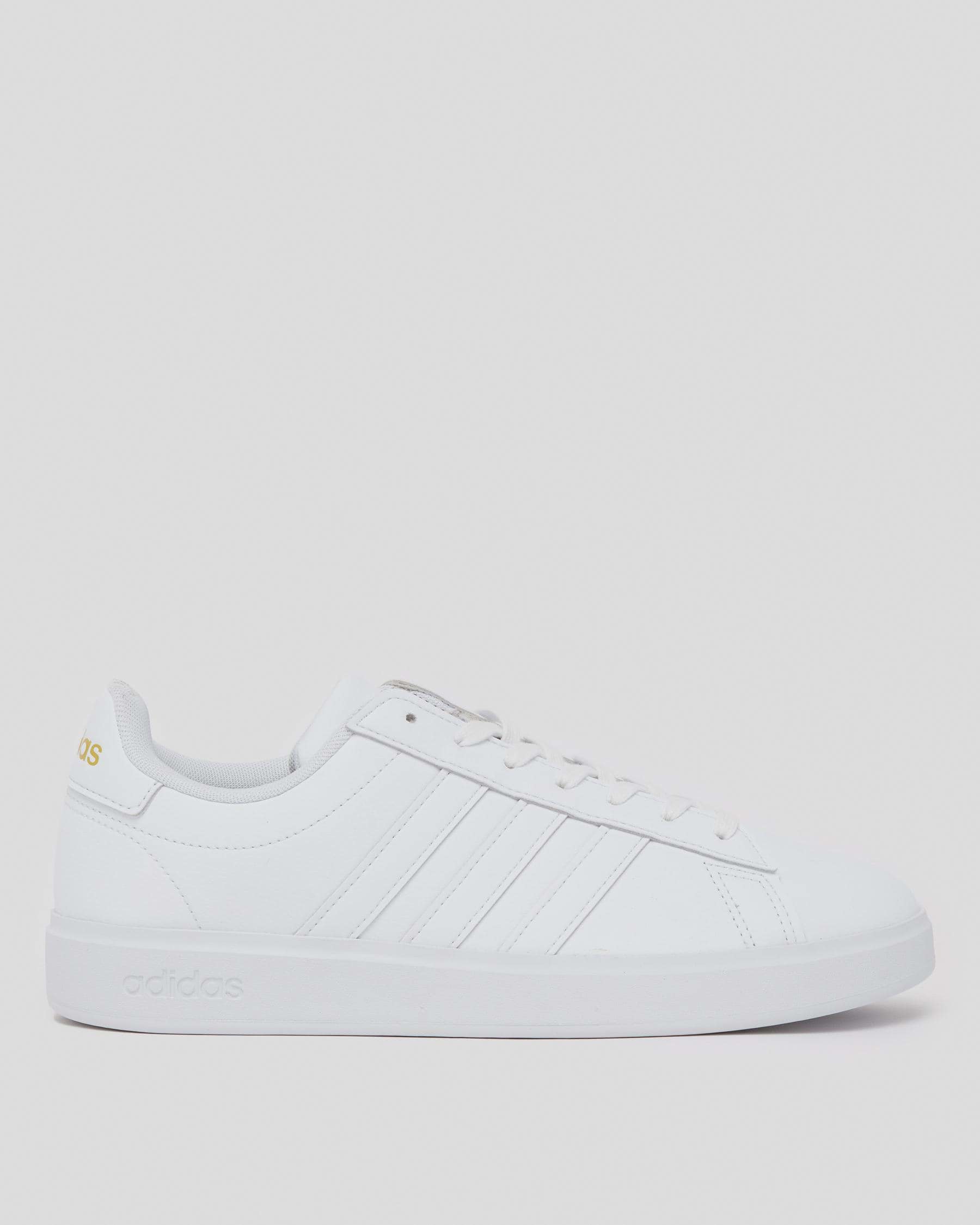 adidas Womens Grand Court 2.0 Shoes In Ftwr White/ftwr White/gold Met ...