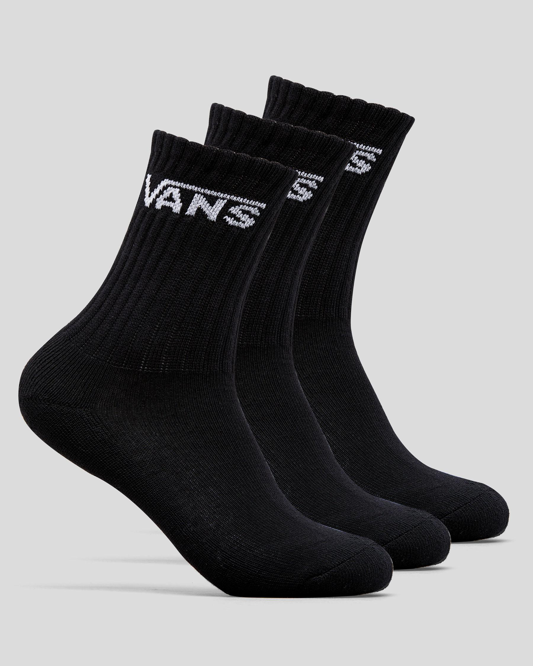 Shop Vans Classic Crew Youth Socks 3 Pack In Black Fast Shipping & Easy Returns City Beach