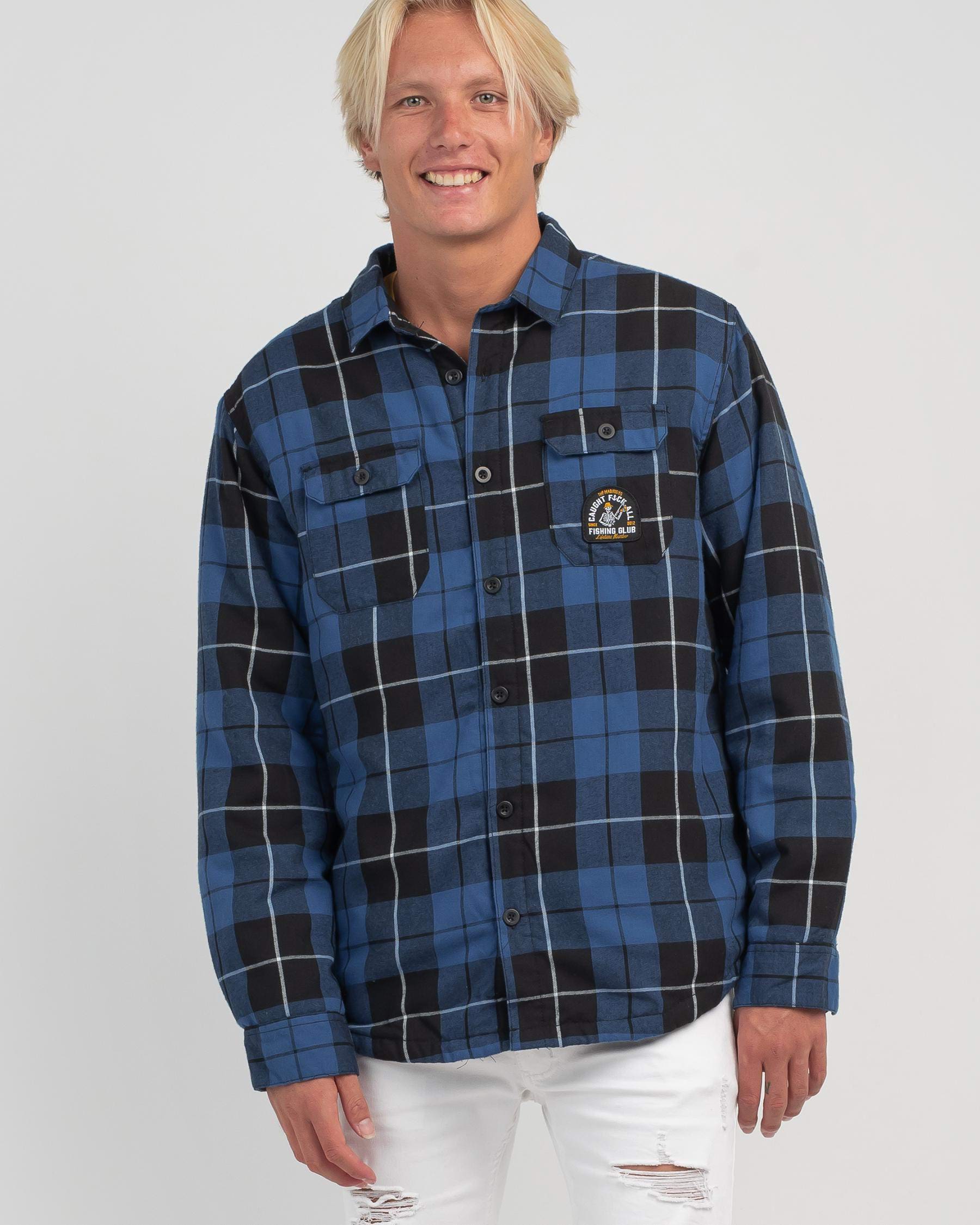 The Mad Hueys Caught FK All Plaid Jacket In Navy - Fast Shipping & Easy ...