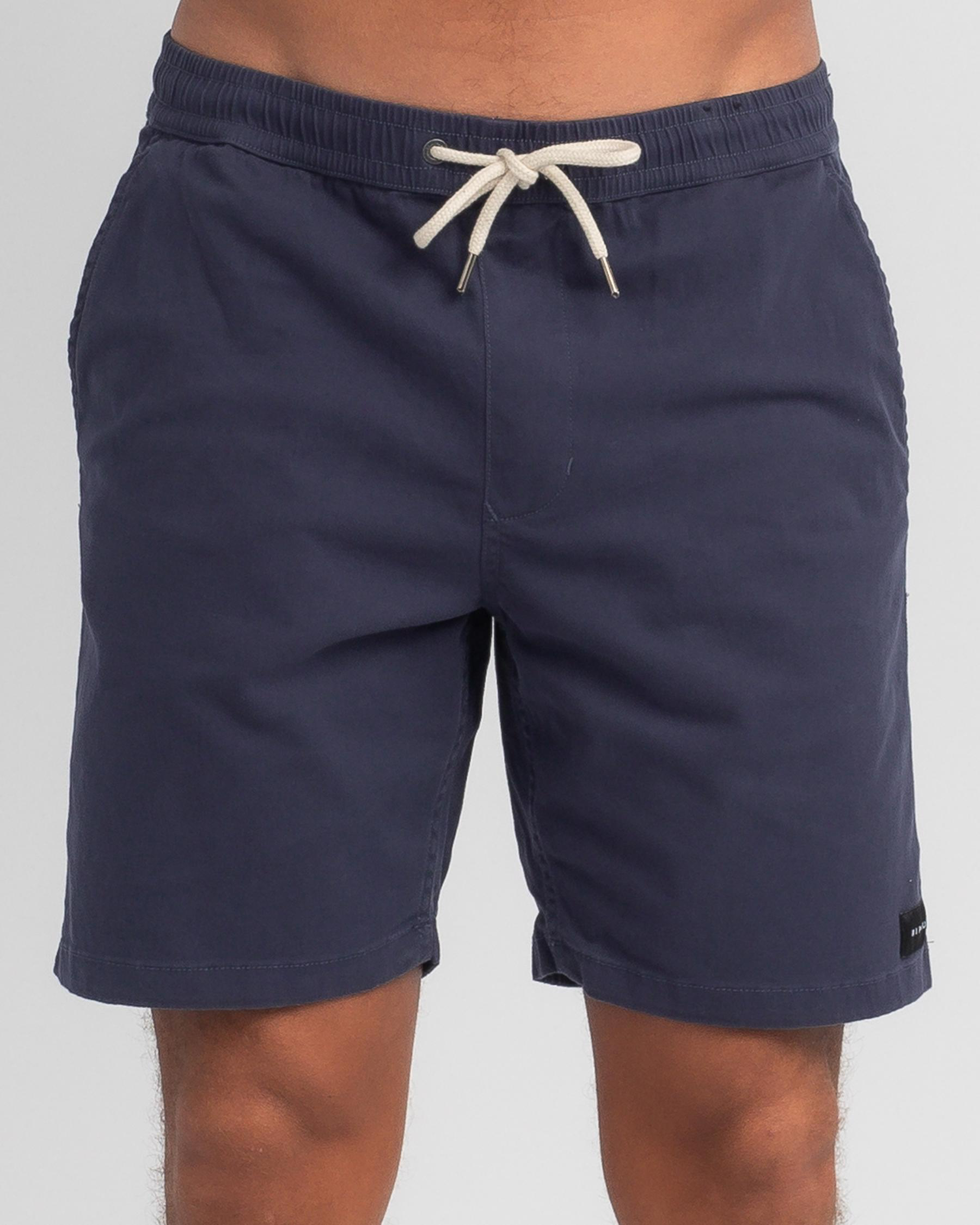 Shop Rip Curl ReEntry Elastic Waist Walk Shorts In Navy Fast