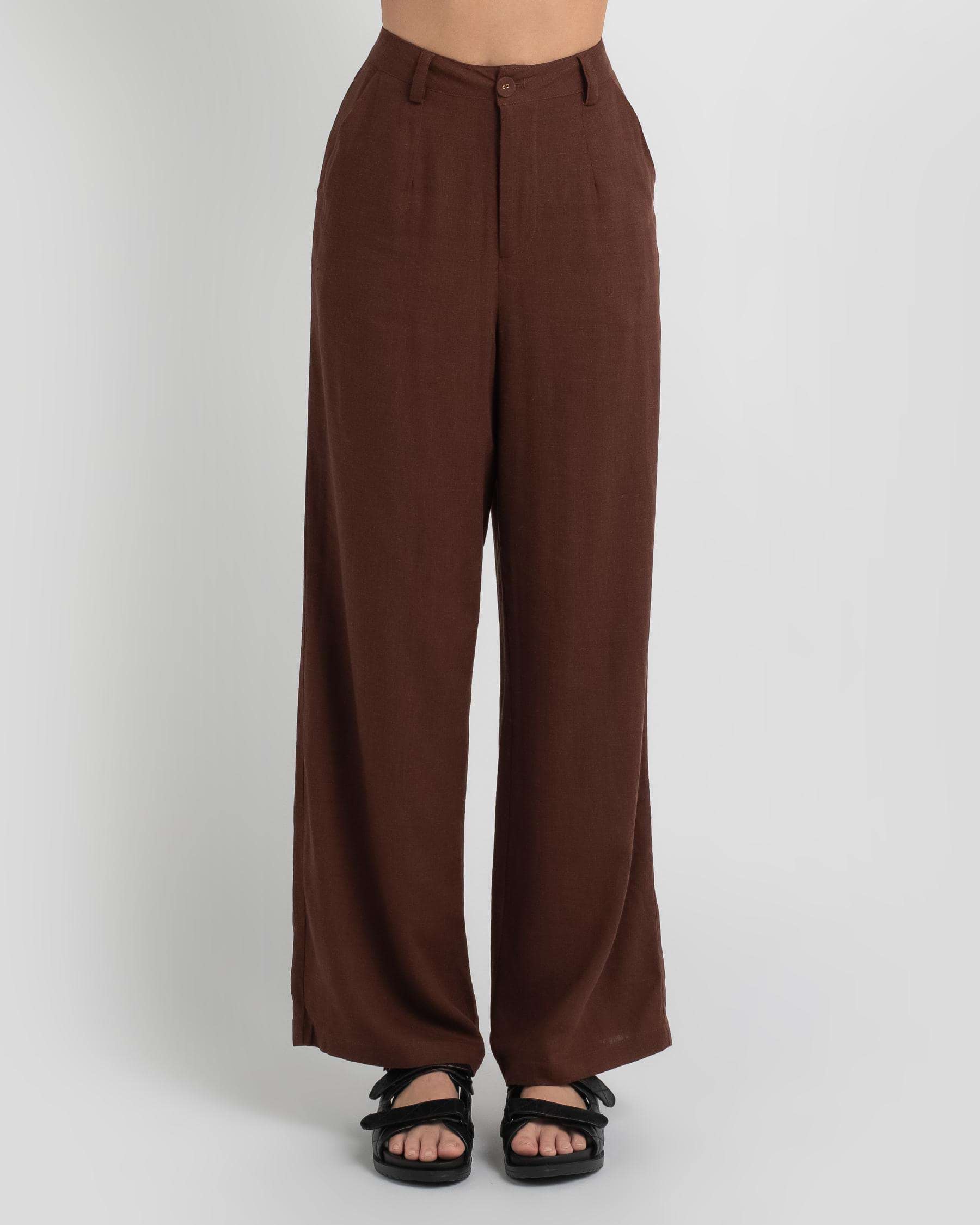 Mooloola Ivy Pants In Chocolate - Fast Shipping & Easy Returns - City ...