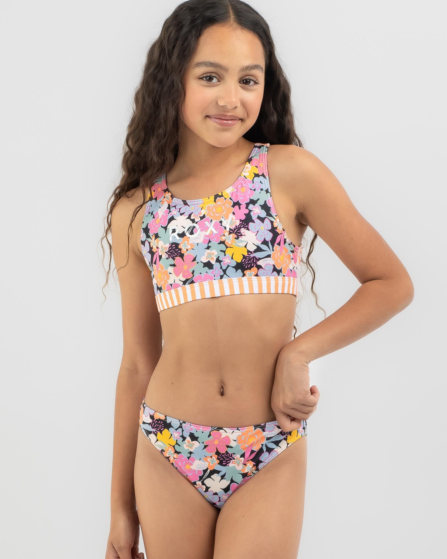 Roxy Girls' Above The Limits Crop Bikini Set In Anthracite Memories - FREE*  Shipping & Easy Returns - City Beach United States