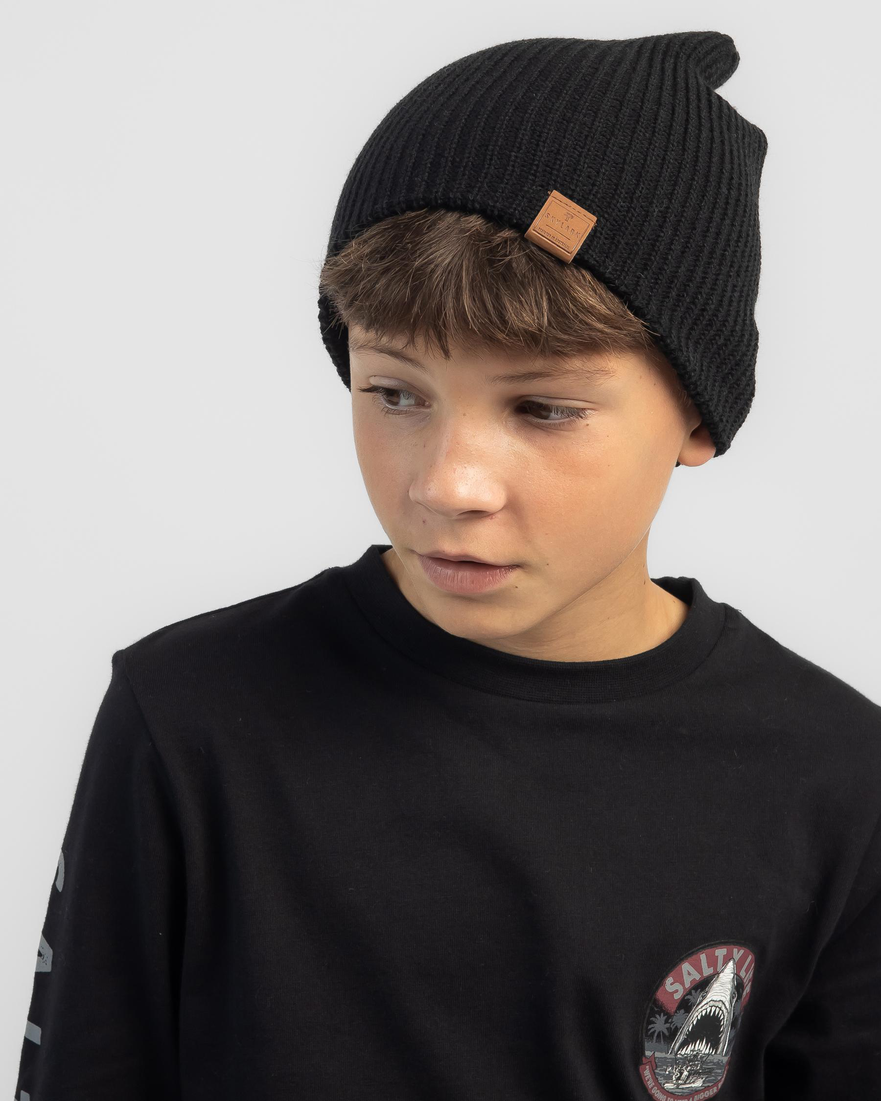 Shop Sparta Boys' Litterol Slouch Beanie In Black Fast Shipping