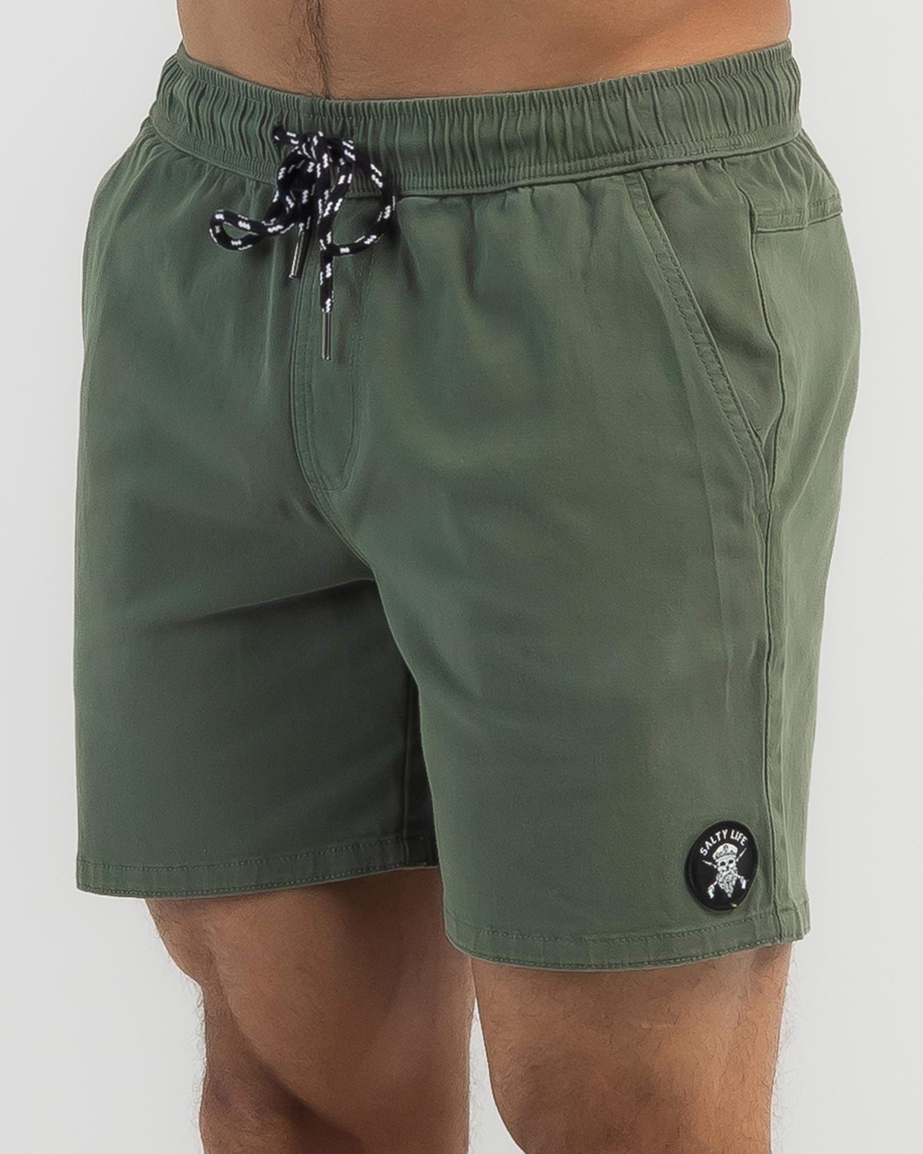 Shop Salty Life Navigate Mully Shorts In Sage - Fast Shipping & Easy ...
