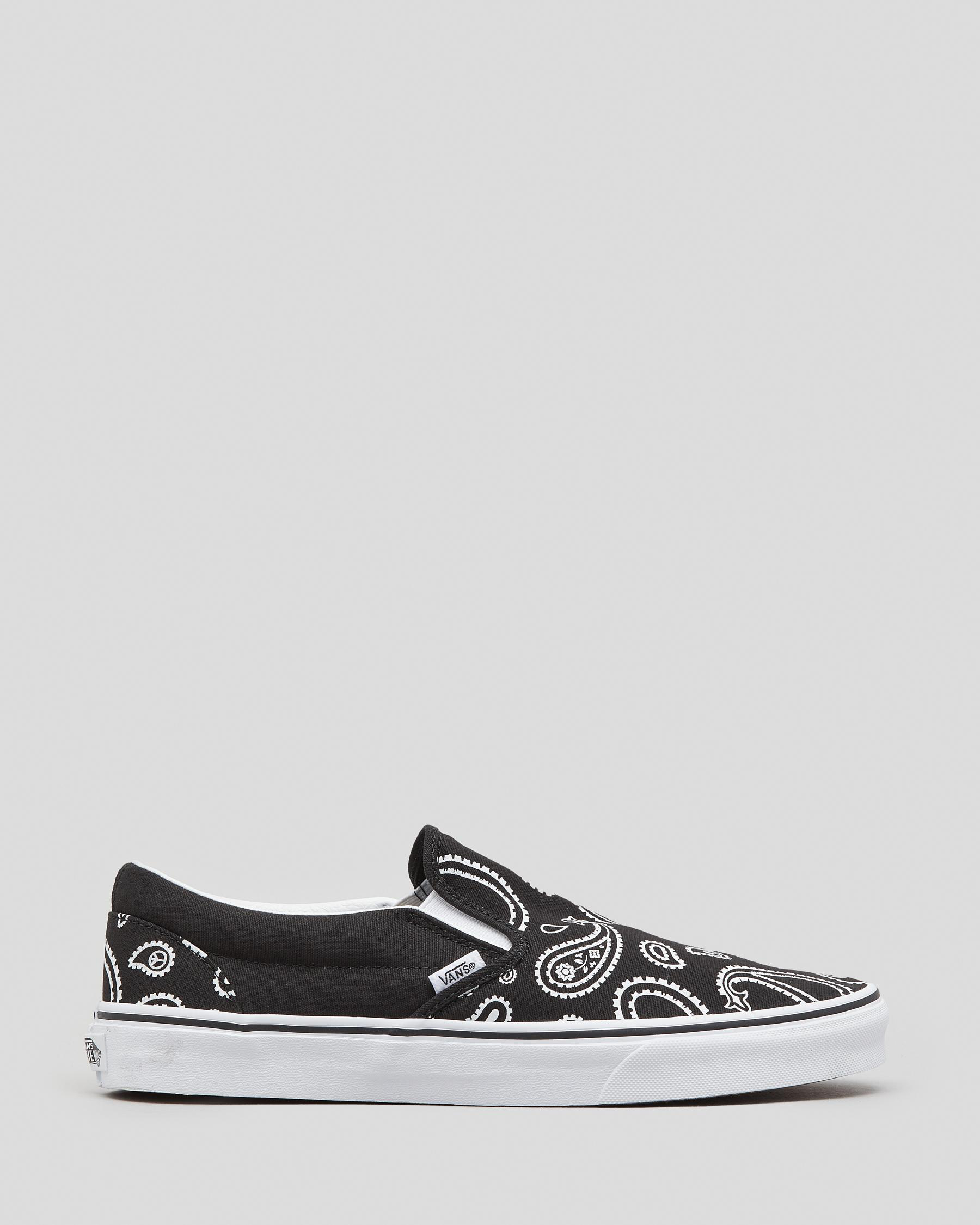 Vans Classic Slip-On Shoes In Black/true White - Fast Shipping & Easy ...