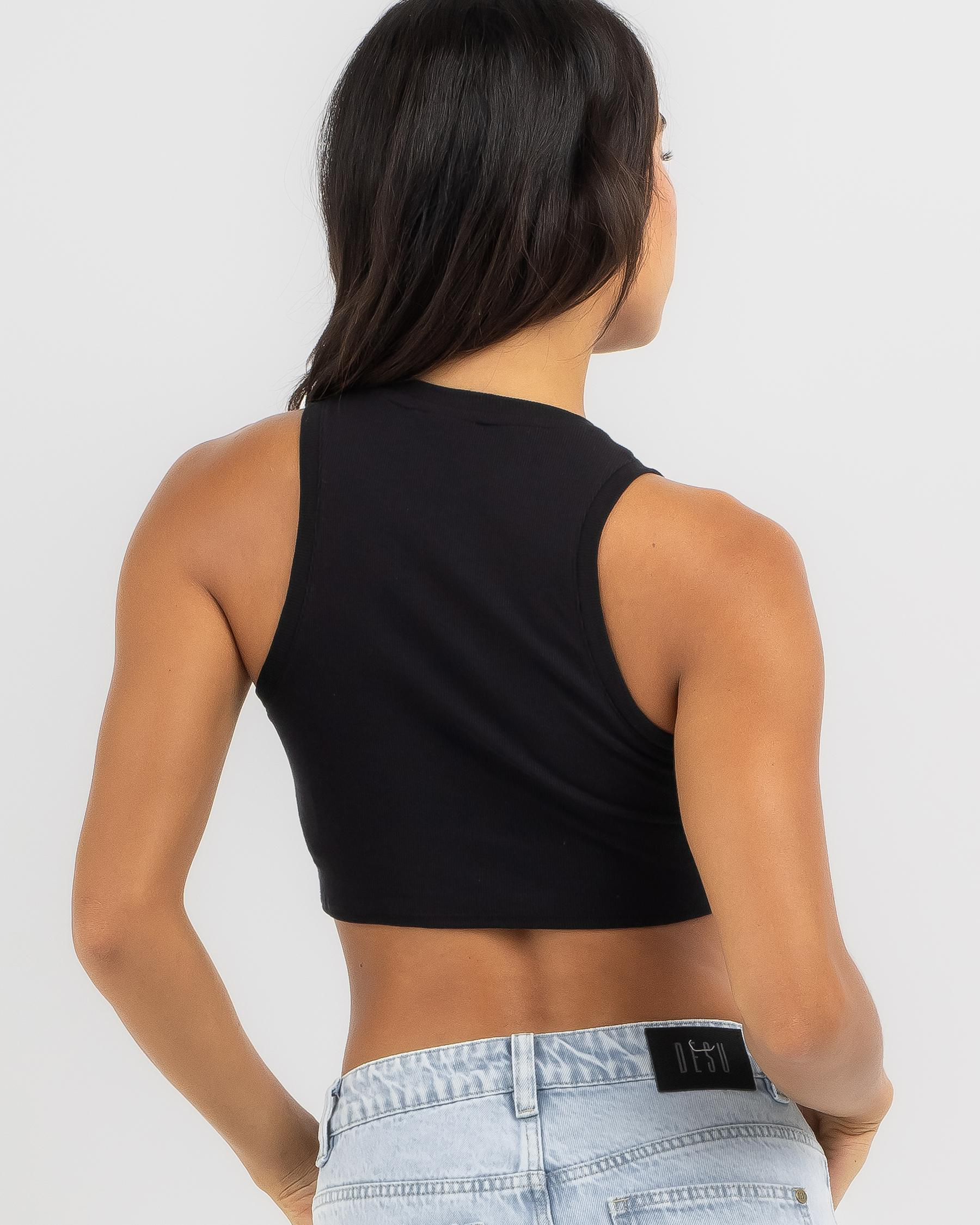 Nike Essential Rib Crop Tank Top In Black/sail - Fast Shipping & Easy ...