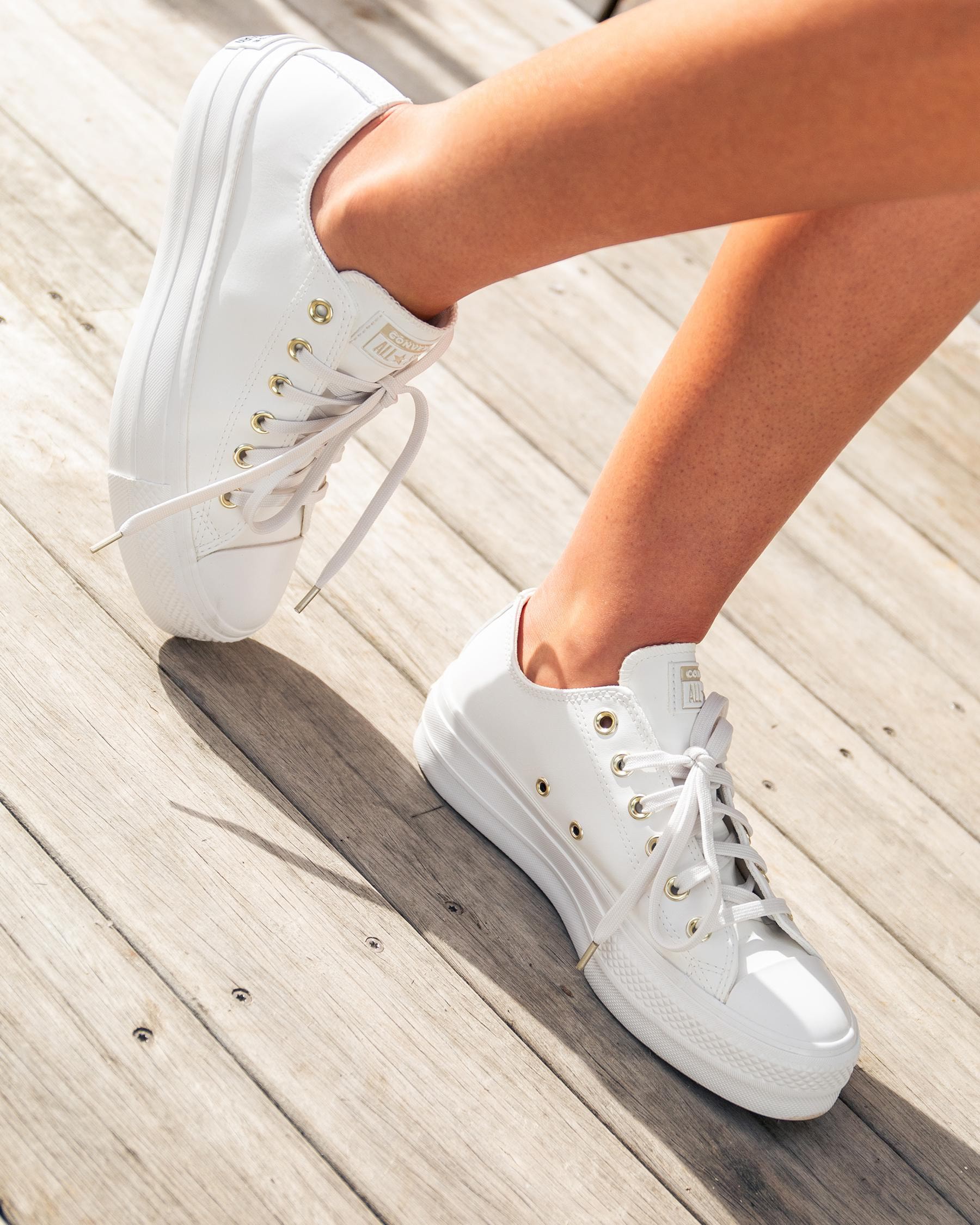 Converse Womens Chuck Taylor All Star Lift OX Shoes In Vintage White/light Gold - Fast Shipping & Easy Returns - City Beach United States