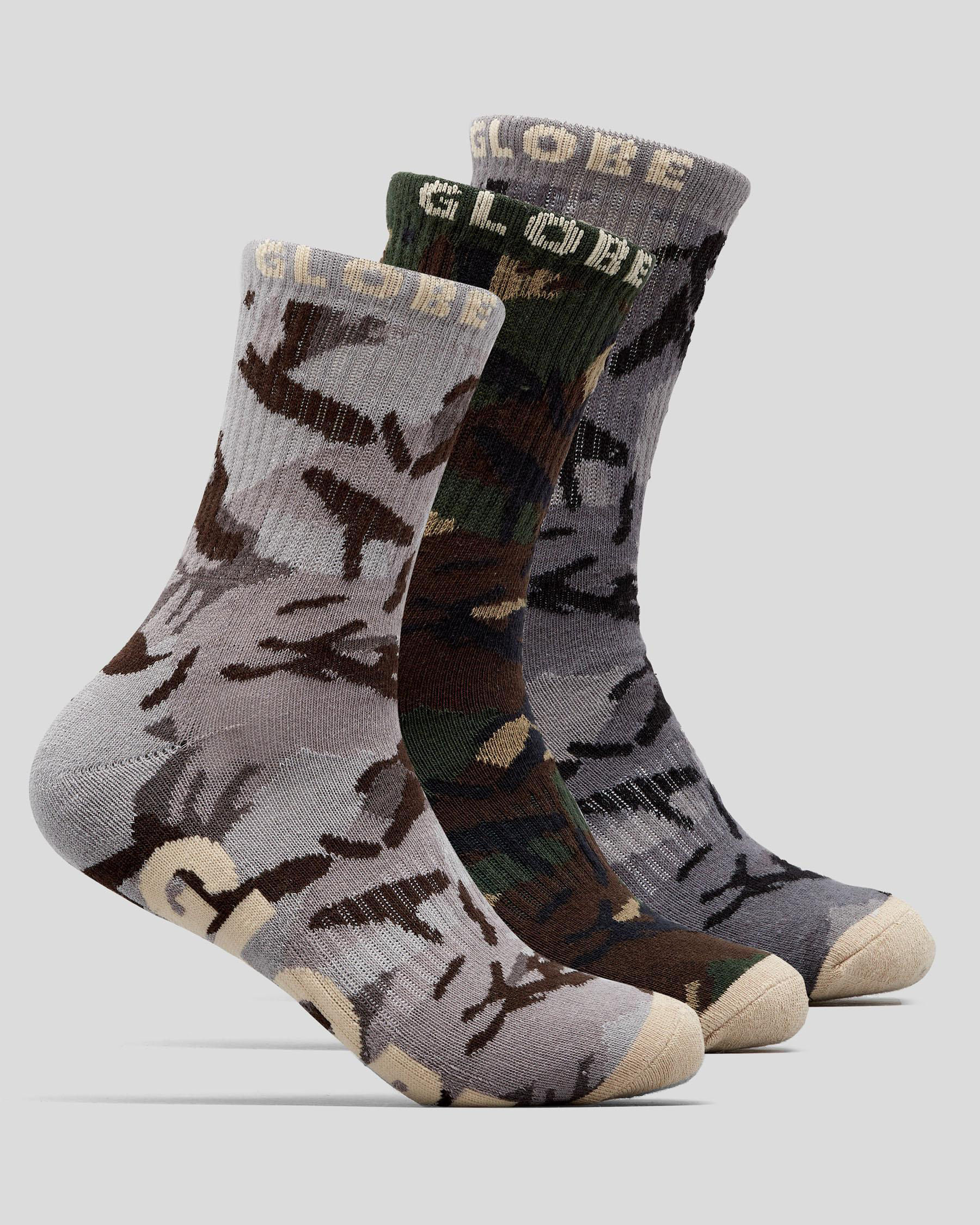 Shop Globe Eco Camo Crew Socks 3 Pack In Camo Fast Shipping & Easy Returns City Beach Australia
