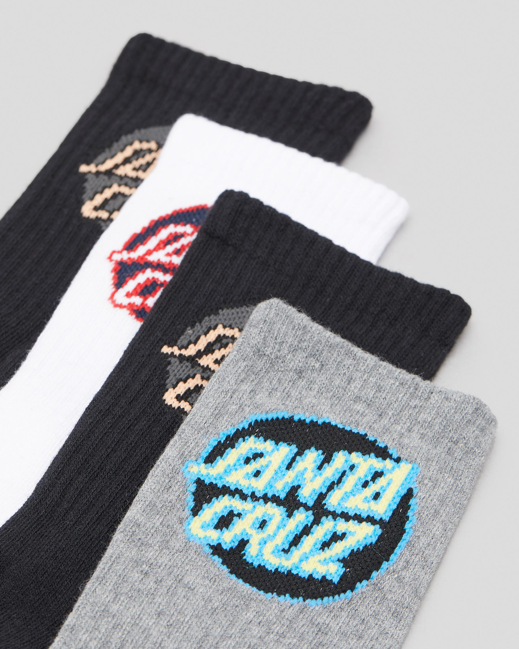 Santa Cruz Boys' Other Dot Crew Socks 4 Pack In Black-white-charcoal ...
