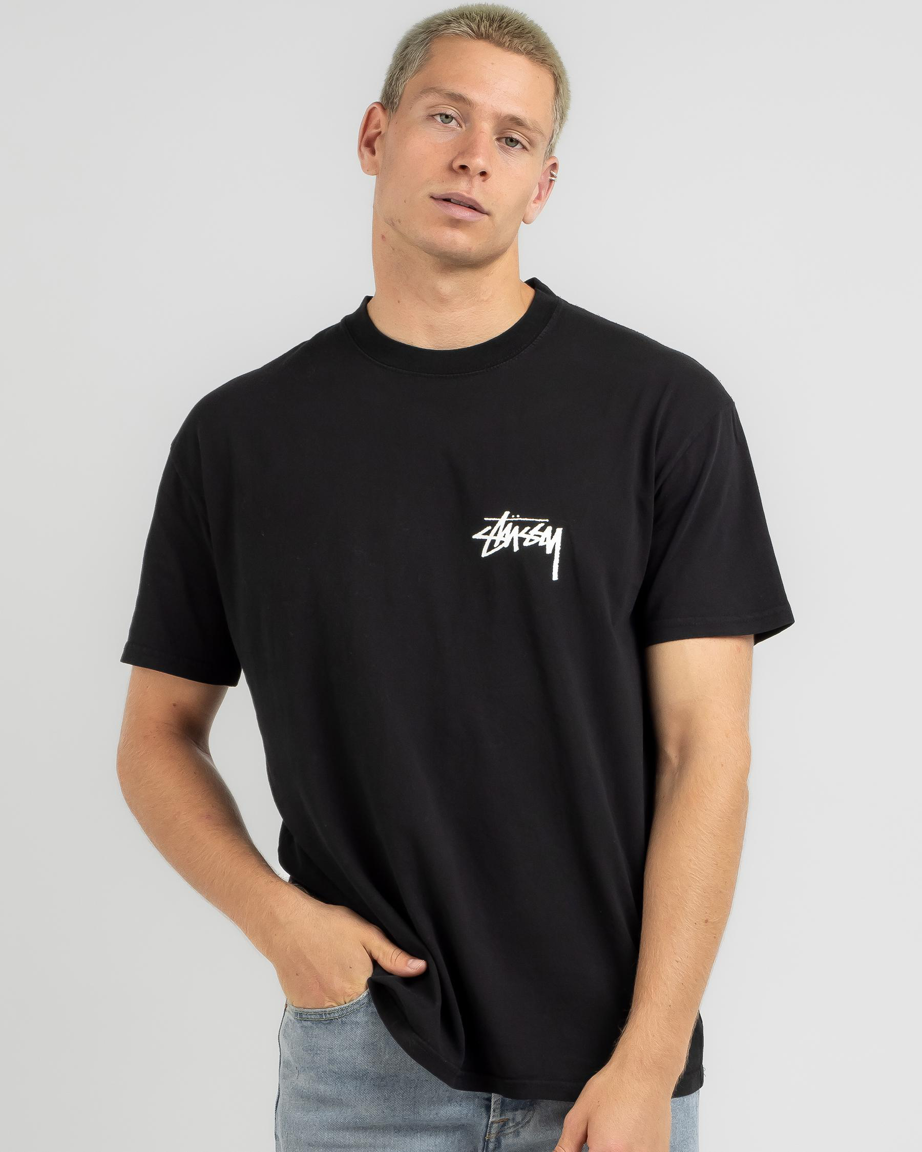 Shop Stussy Jorge 50/50 T-Shirt In Pigment Black - Fast Shipping & Easy ...