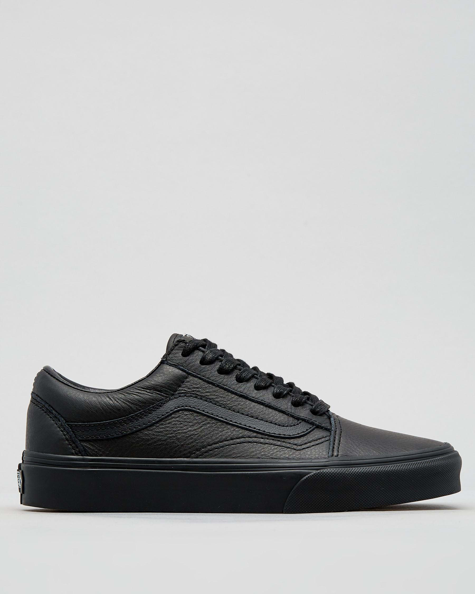 Vans Womens Old Skool Leather Shoes In Black Mono - Fast Shipping ...