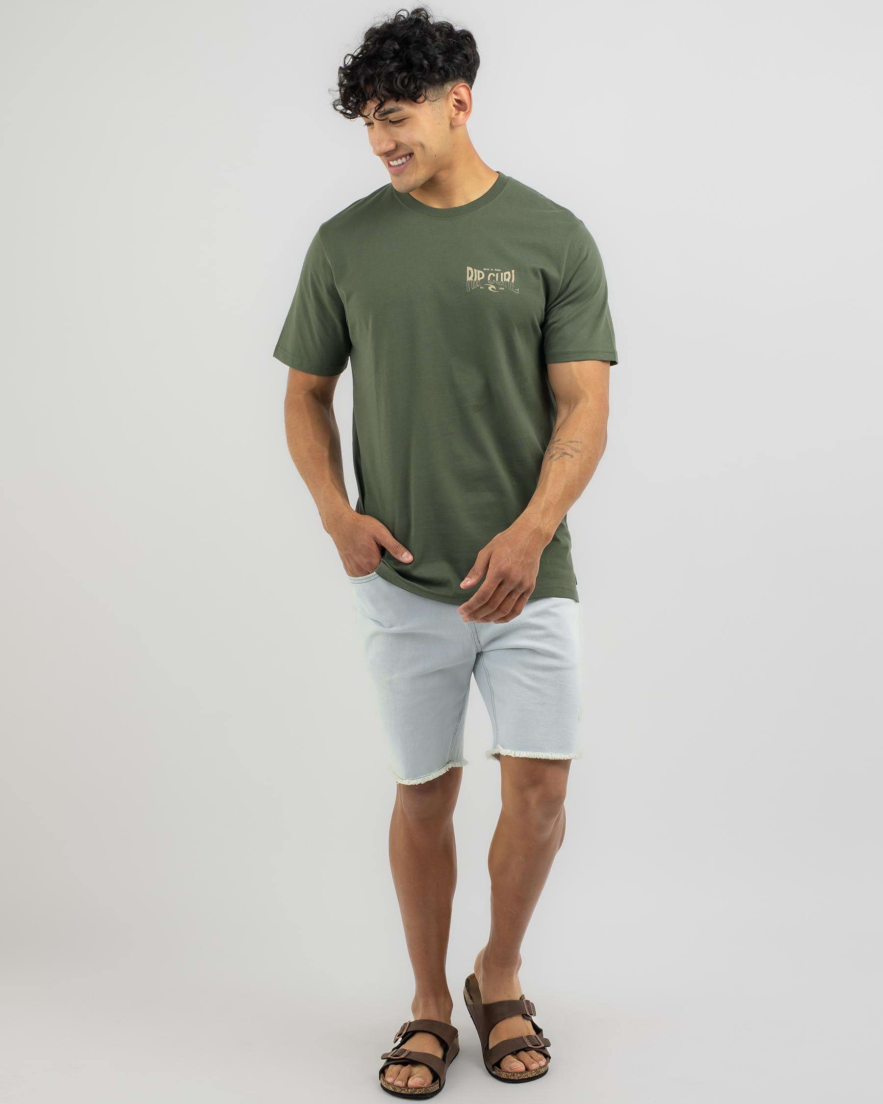 Shop Rip Curl Affinity T-Shirt In Dark Olive - Fast Shipping & Easy ...