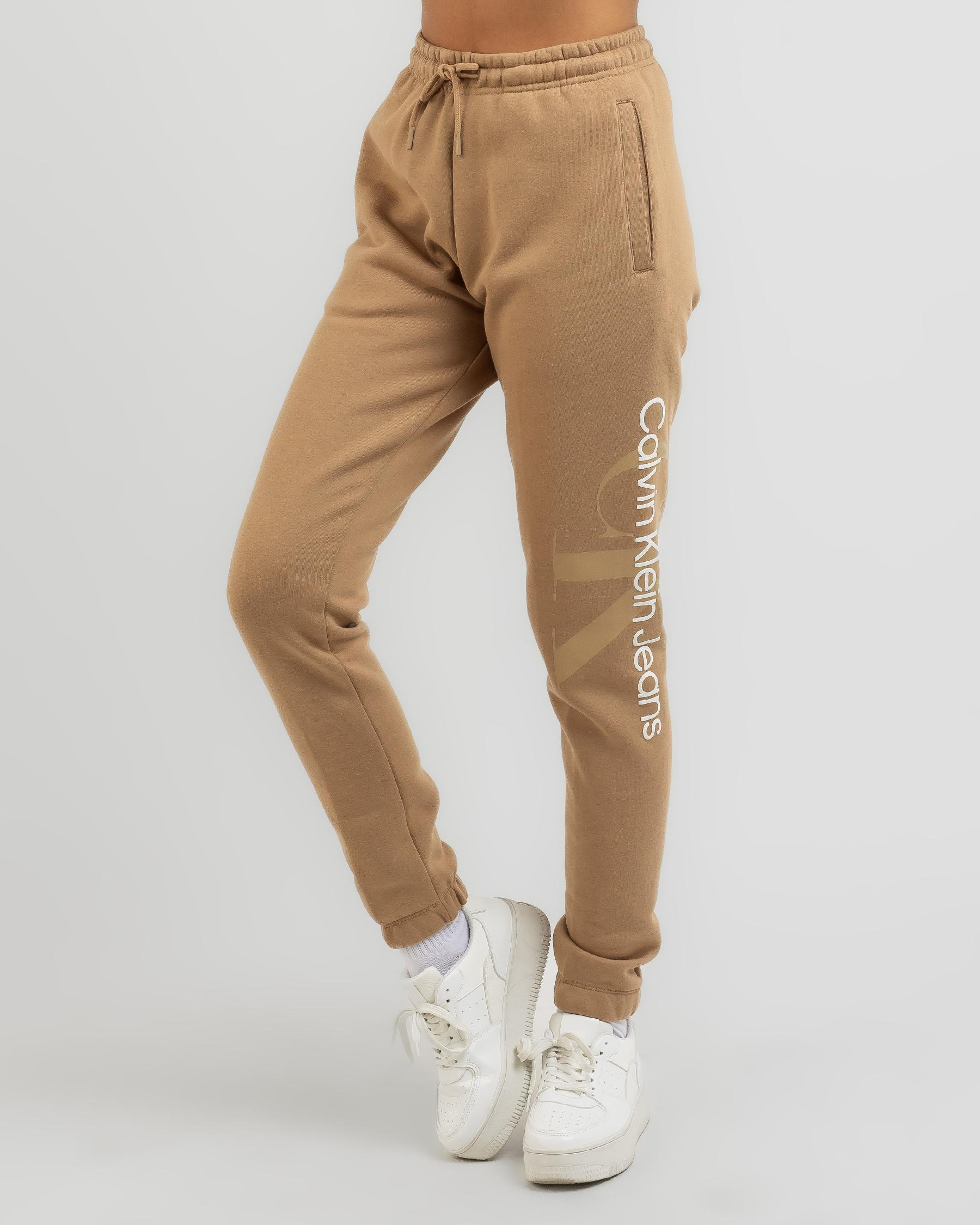 Shop Calvin Klein Gradient Monologo Track Pants In Timeless Camel