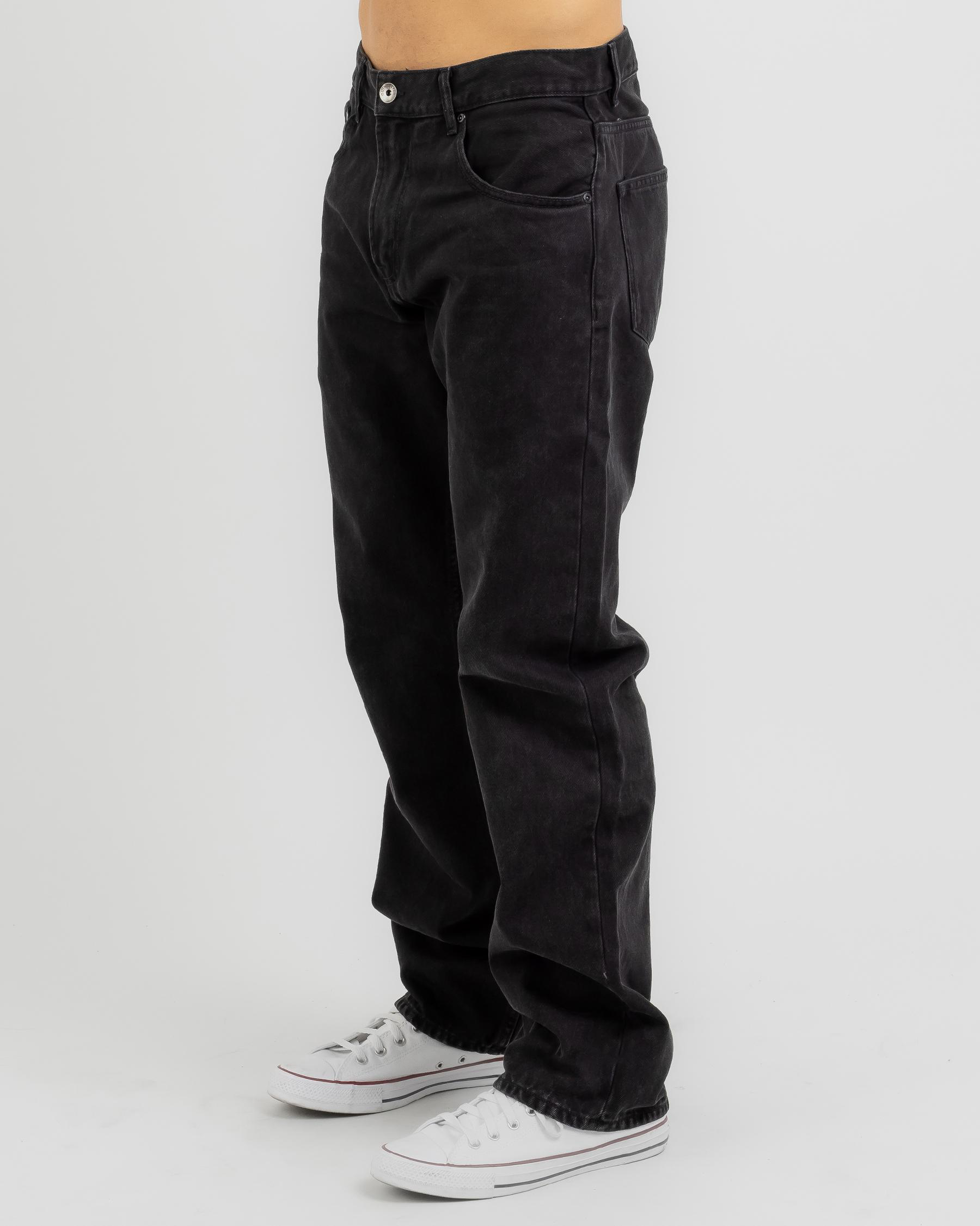 Shop Quiksilver Baggy Washed Black Jeans In Black/black Fast Shipping